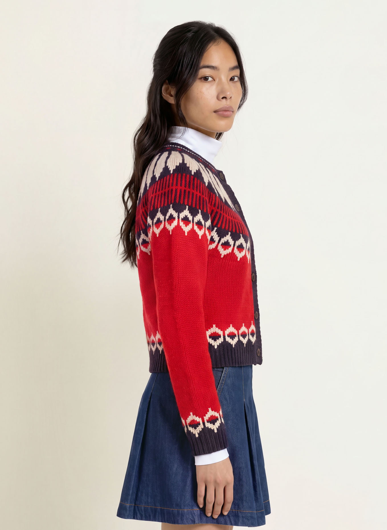 lollys laundry Vest CLARELL: ROOD / CRÈME / DONKERBLAUW