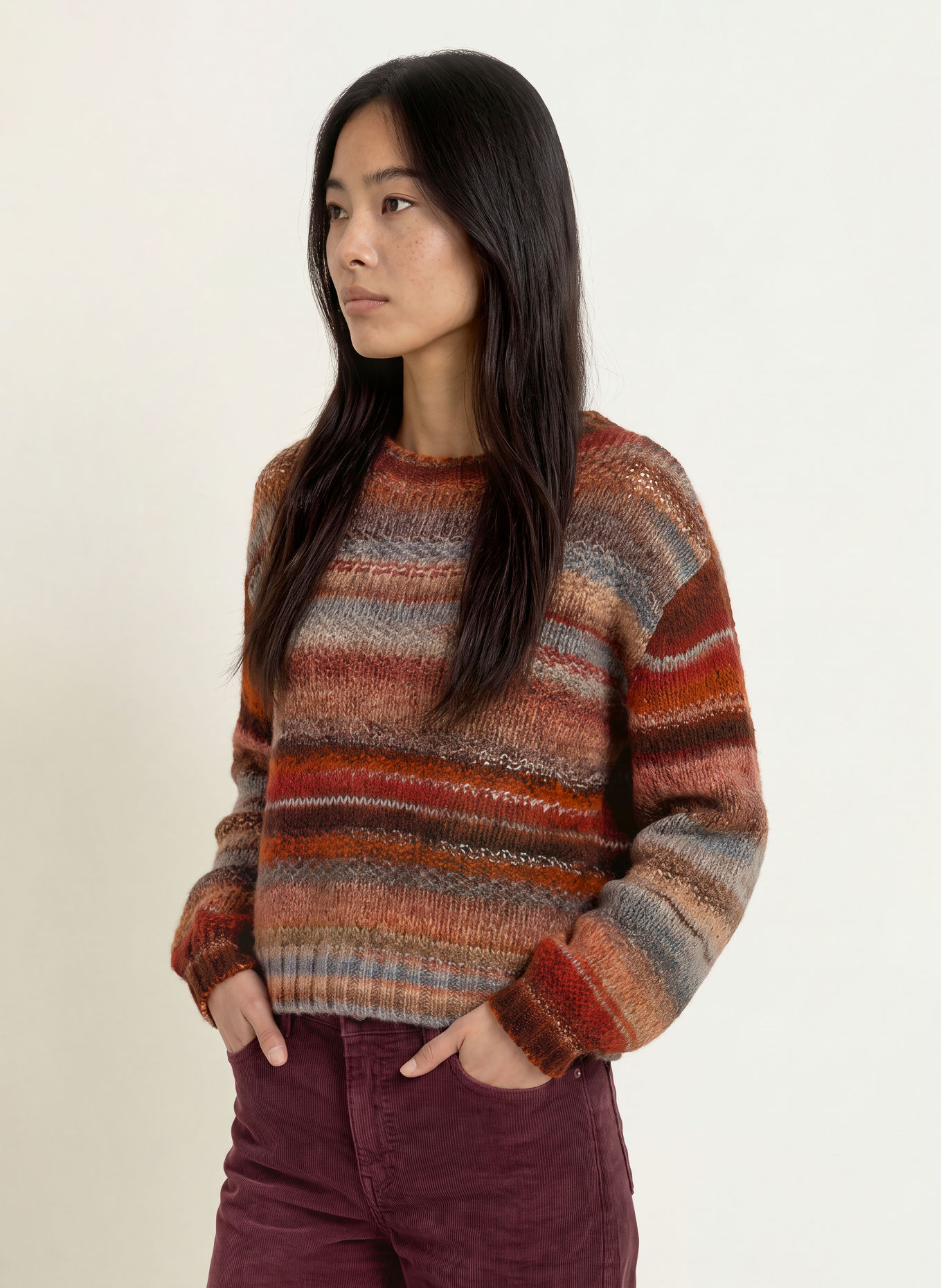 lollys laundry FAIRHAVENLL Sweater: DARK ORANGE / CREAM / BLUE GRAY