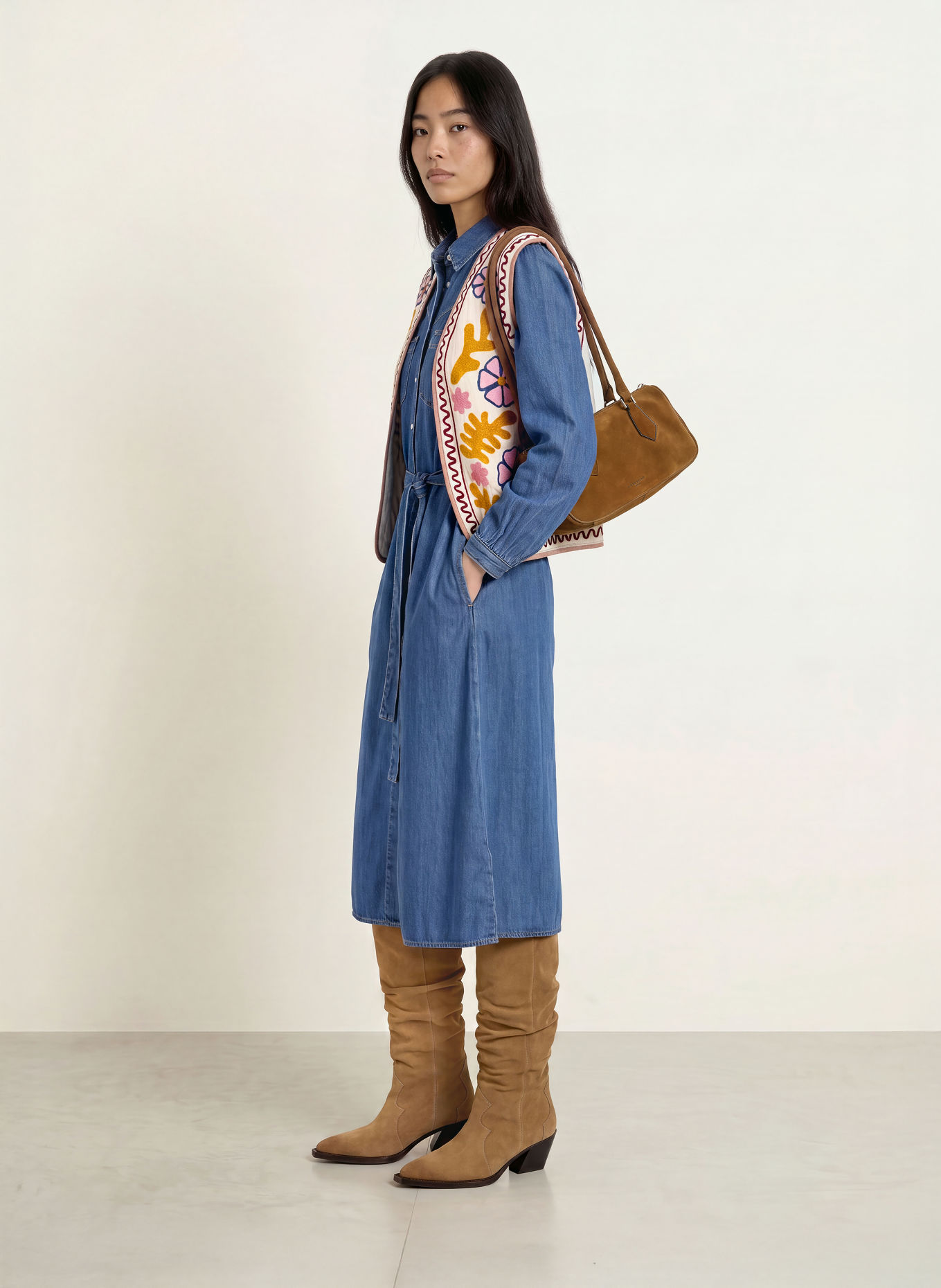 lollys laundry HONEYLL Vest: CREAM / DARK RED / BLUE