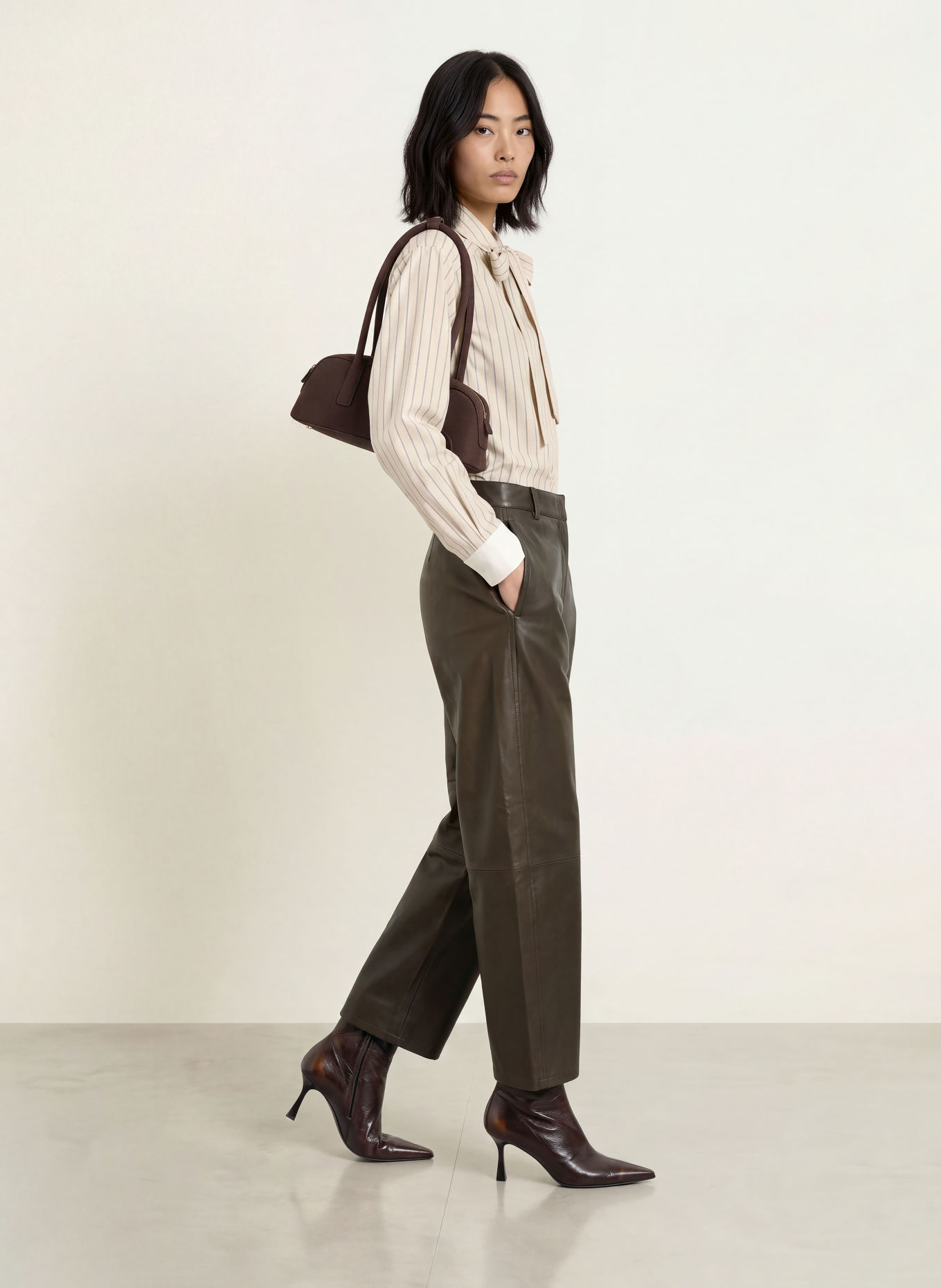 MOS MOSH MMKEEVA shirt blouse with detachable bow tie: BEIGE / BLUE / WHITE