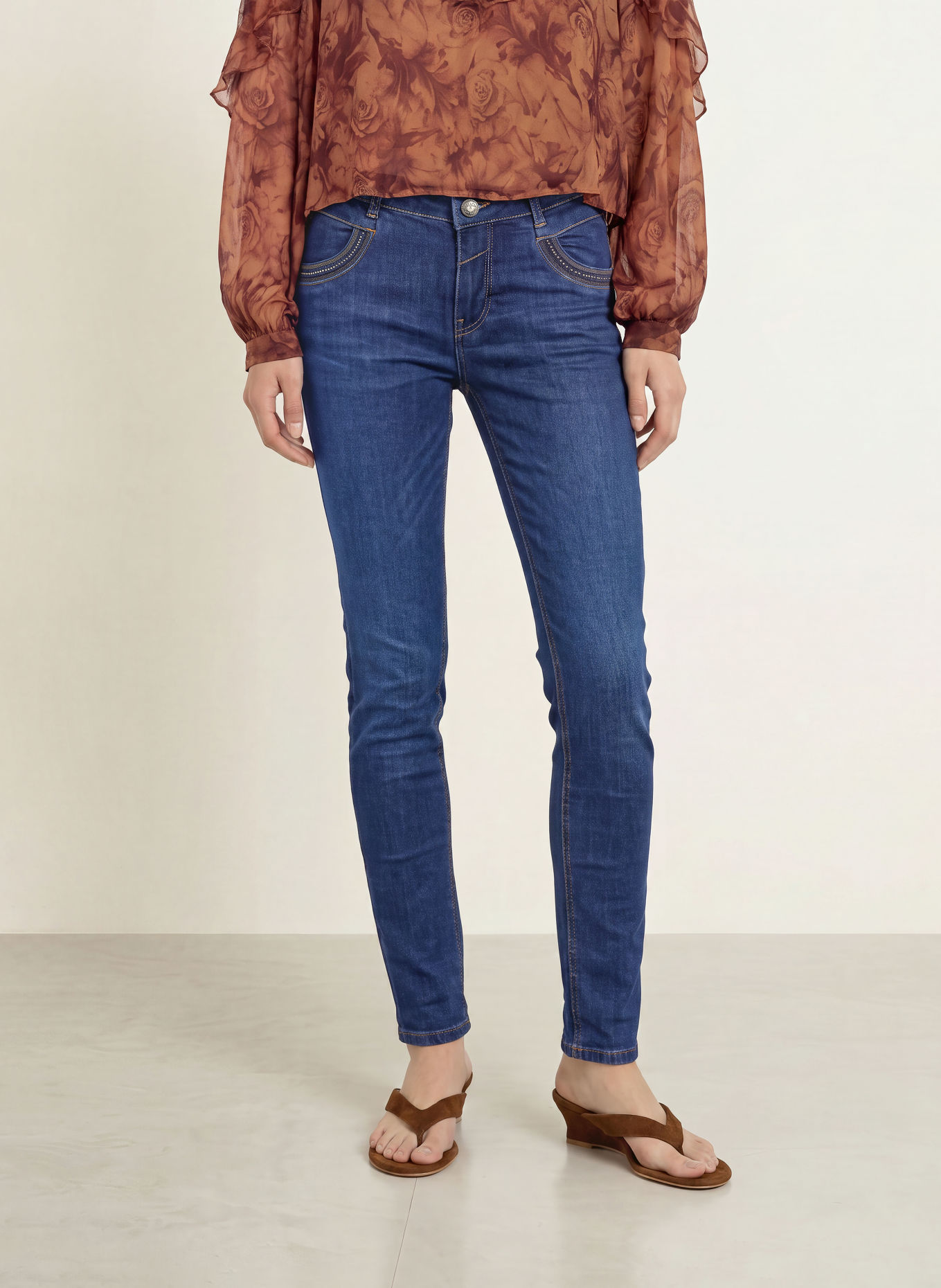 MOS MOSH Skinny jeans MMNAOMI met studs: 447 DARK BLUE