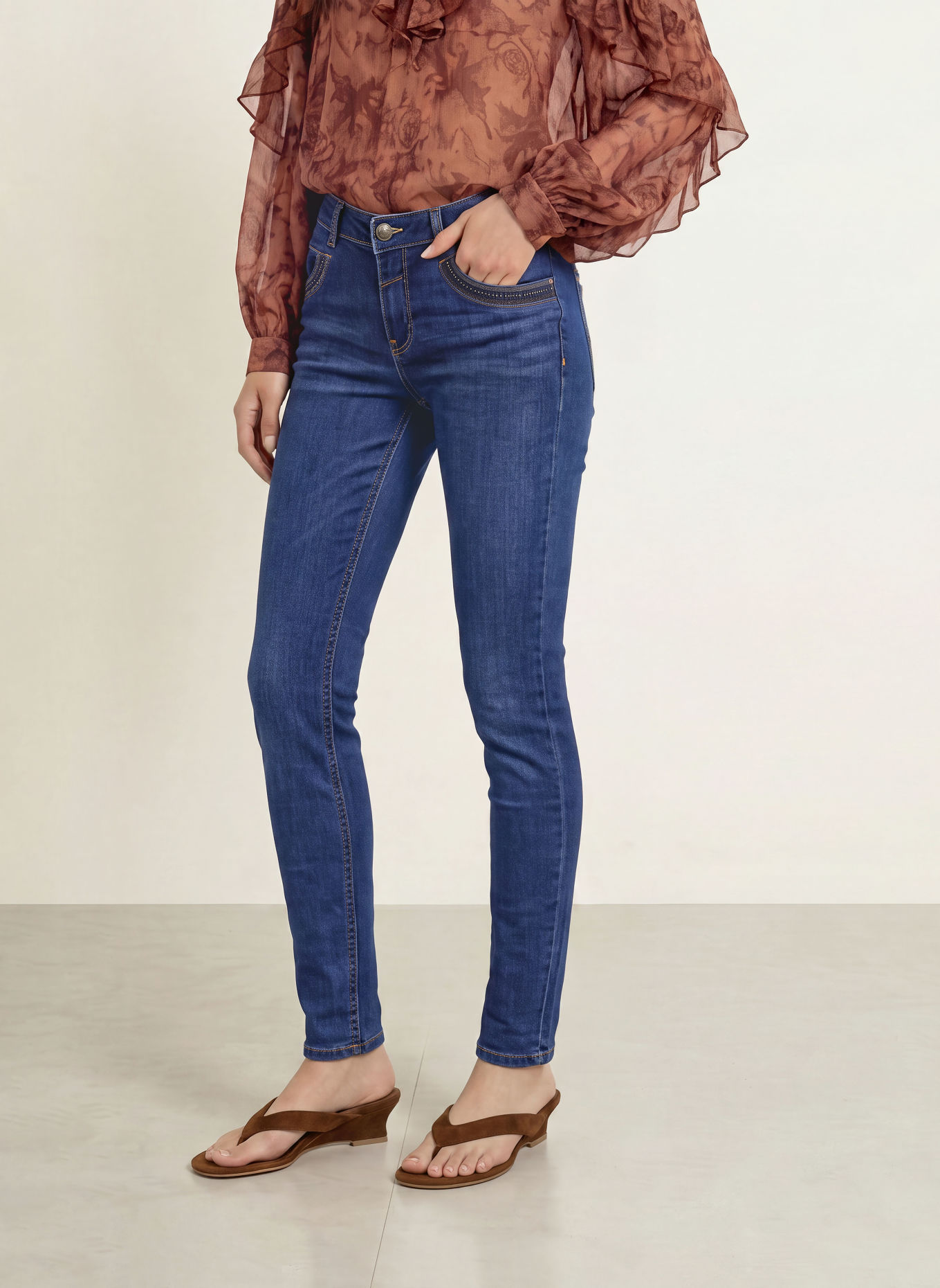 MOS MOSH Skinny jeans MMNAOMI met studs: 447 DARK BLUE