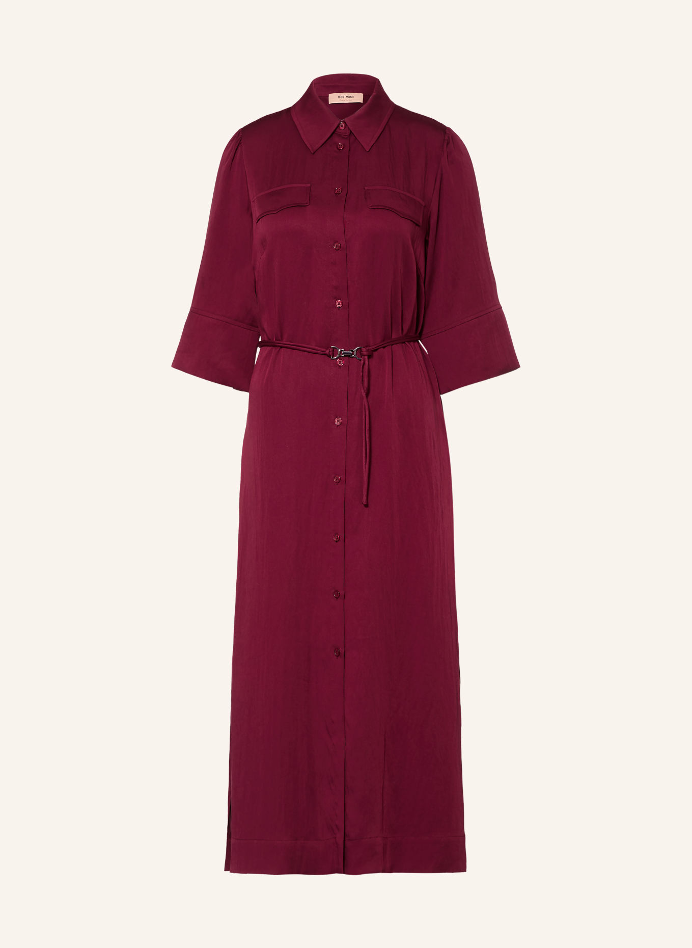 MOS MOSH MMRAYA-blousejurk met 3/4-mouwen: DONKERROOD