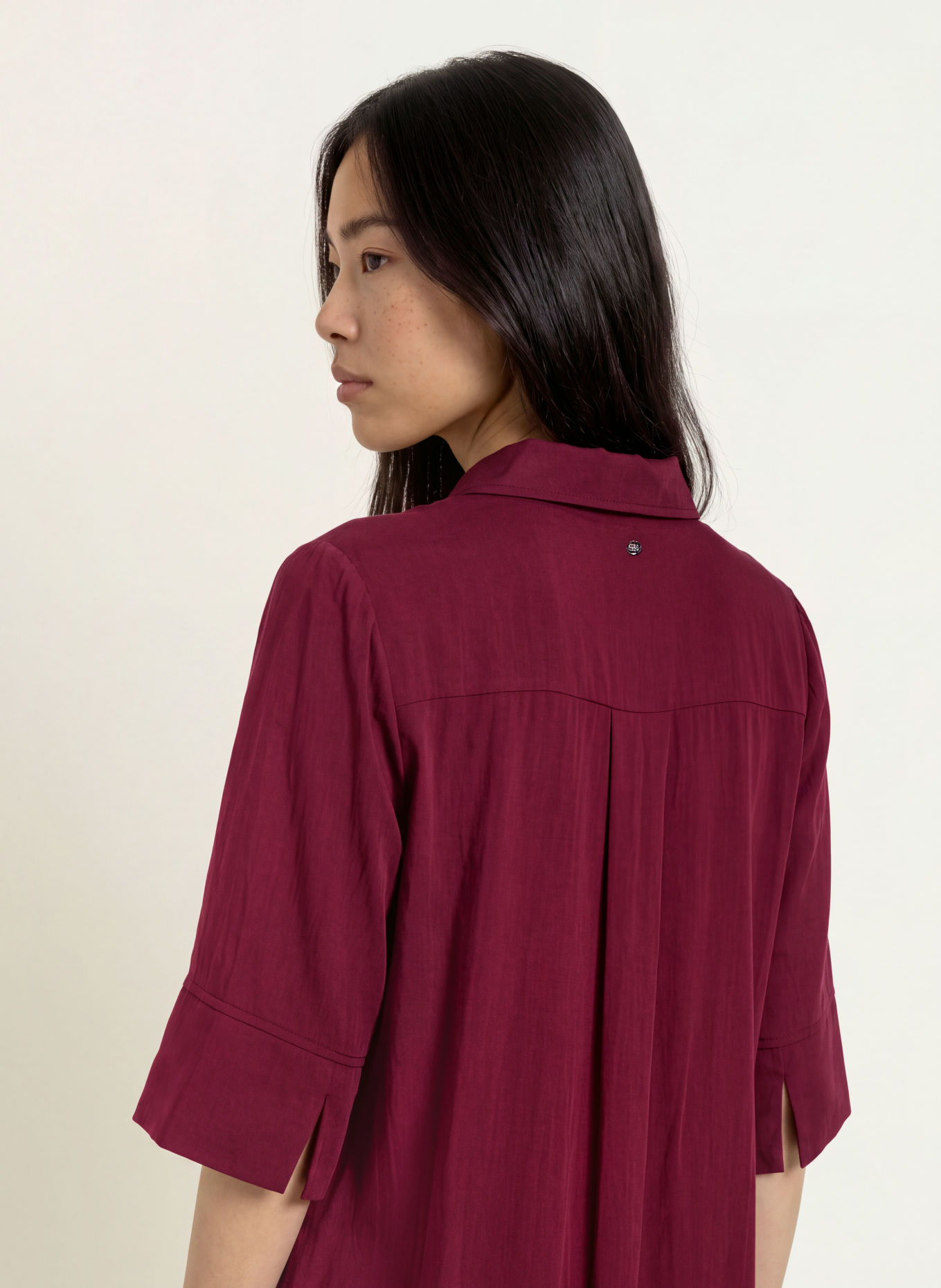 MOS MOSH MMRAYA-blousejurk met 3/4-mouwen: DONKERROOD