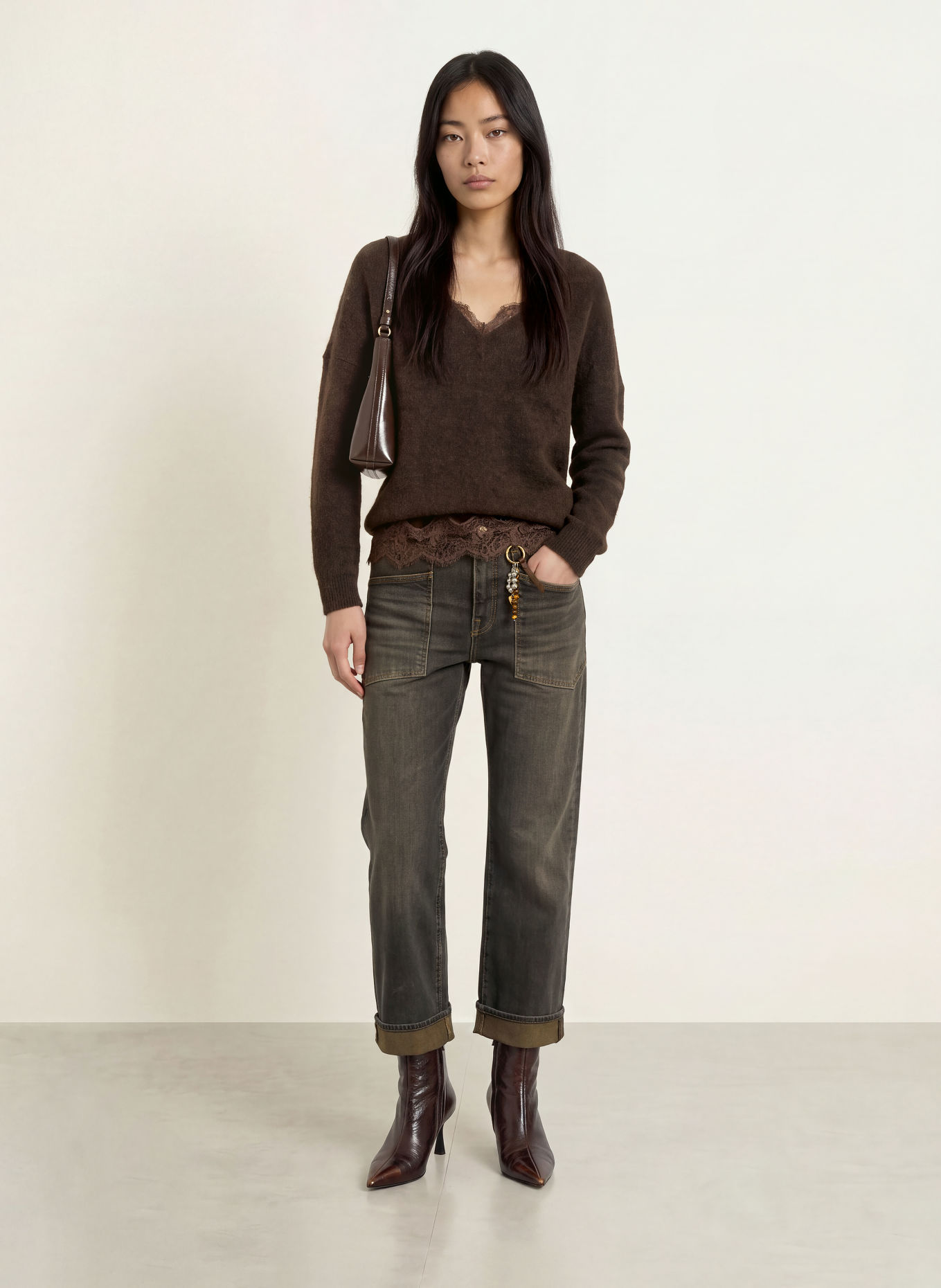 MOS MOSH MMRACHEL Boyfriend jeans with Decorative Beads: 850 GREY