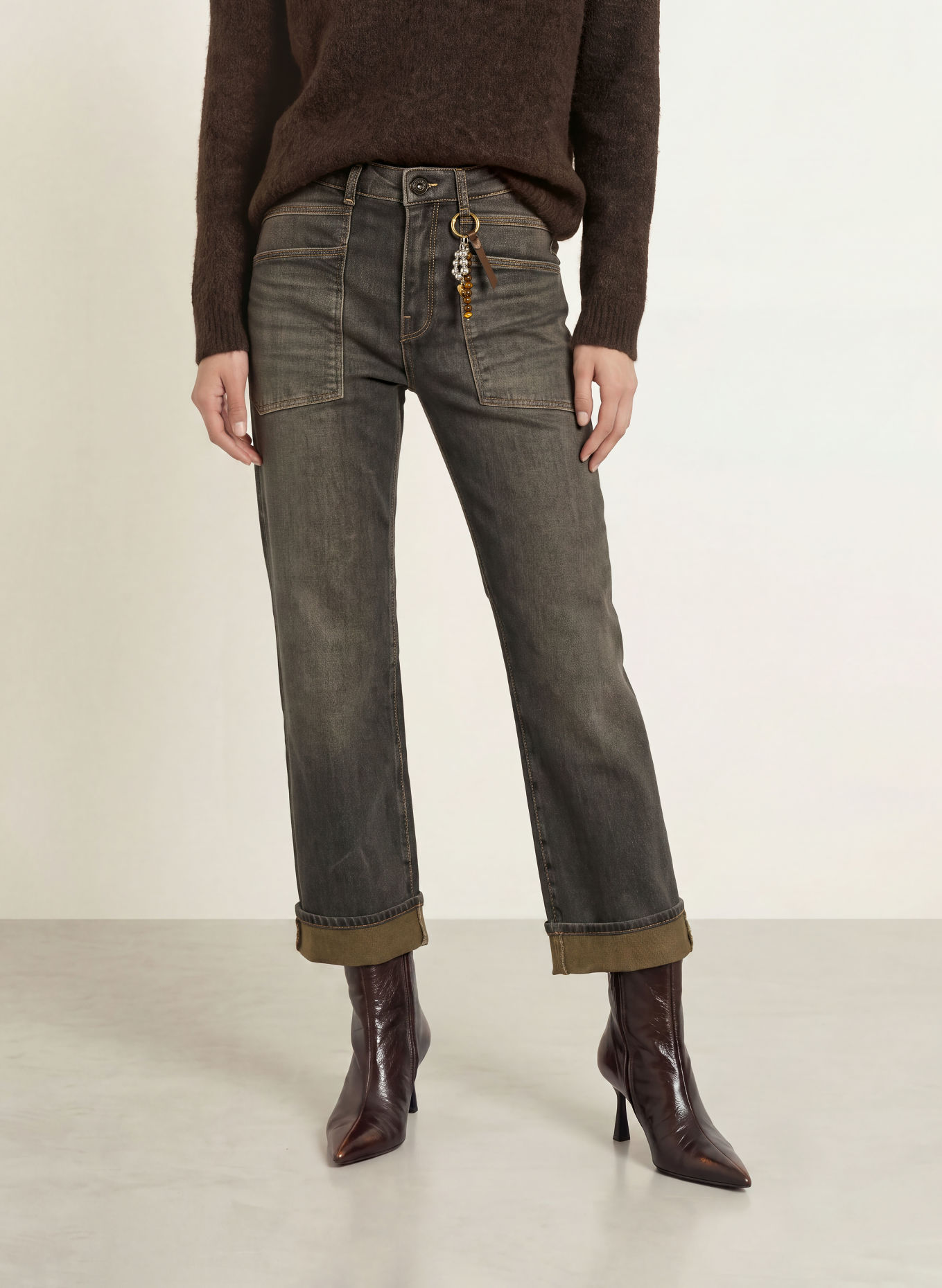 MOS MOSH MMRACHEL Boyfriend jeans with Decorative Beads: 850 GREY