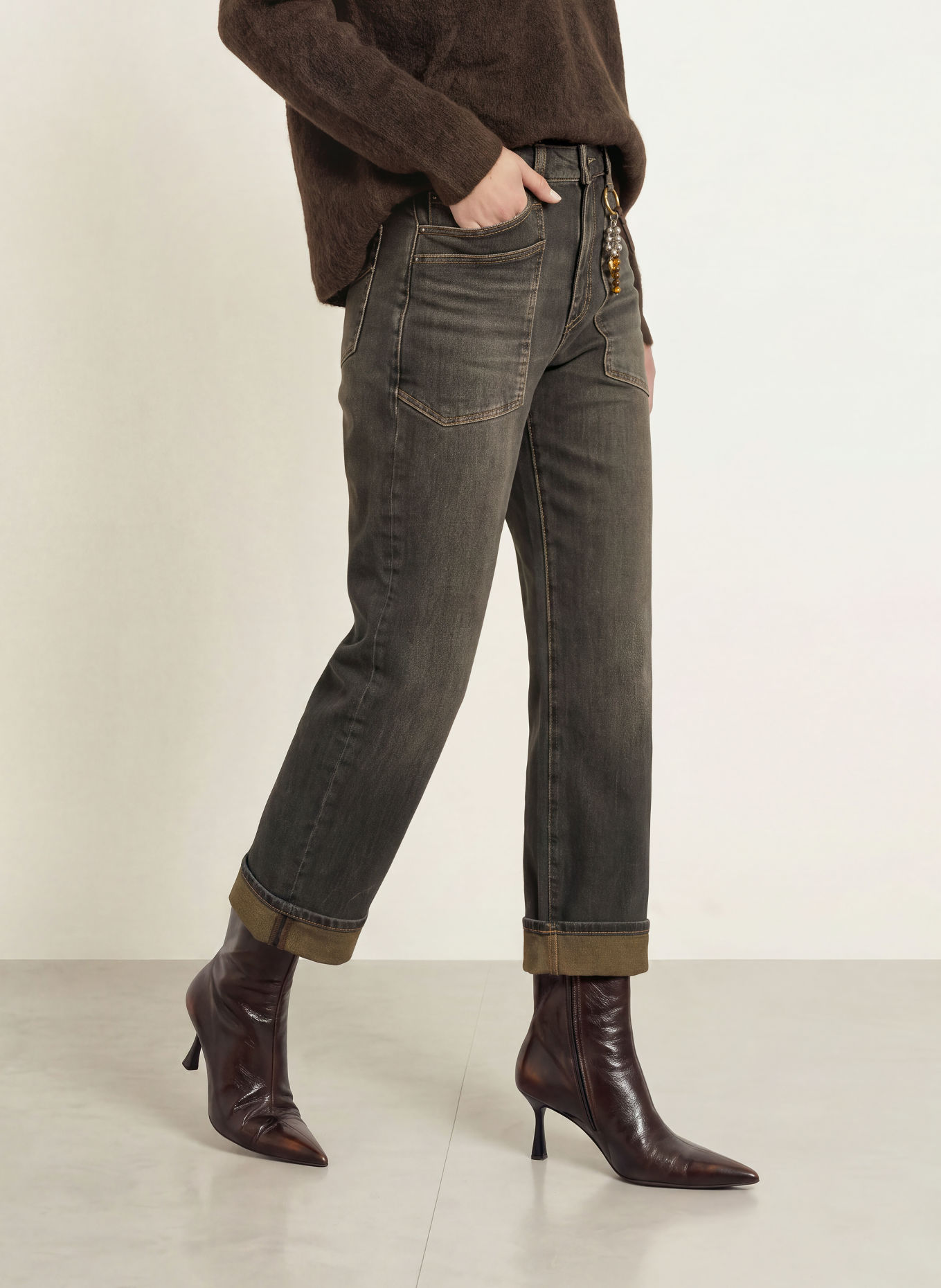 MOS MOSH MMRACHEL Boyfriend jeans with Decorative Beads: 850 GREY