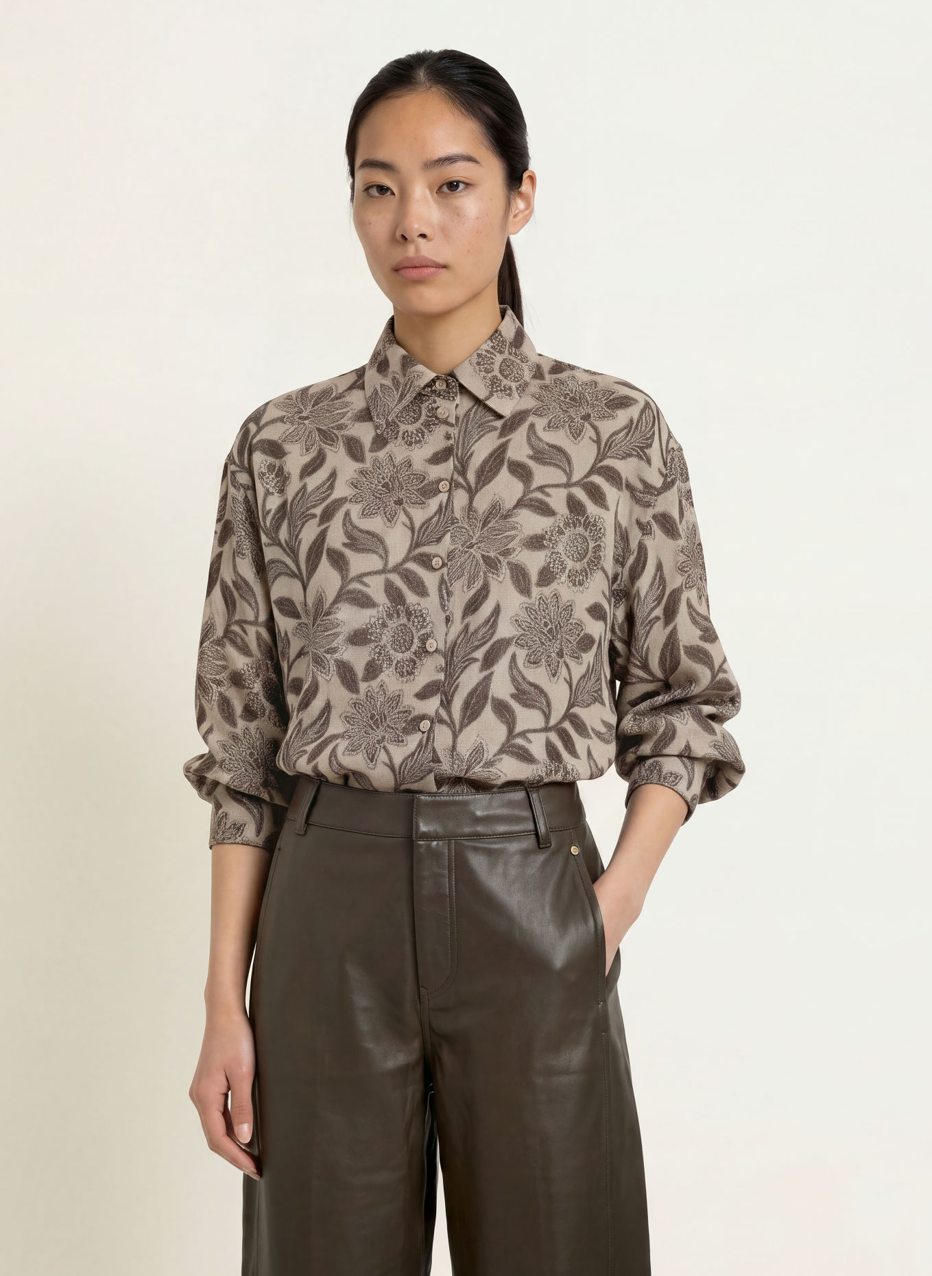MOS MOSH Hemdbluse MMBRITZE: TAUPE / DUNKELBRAUN