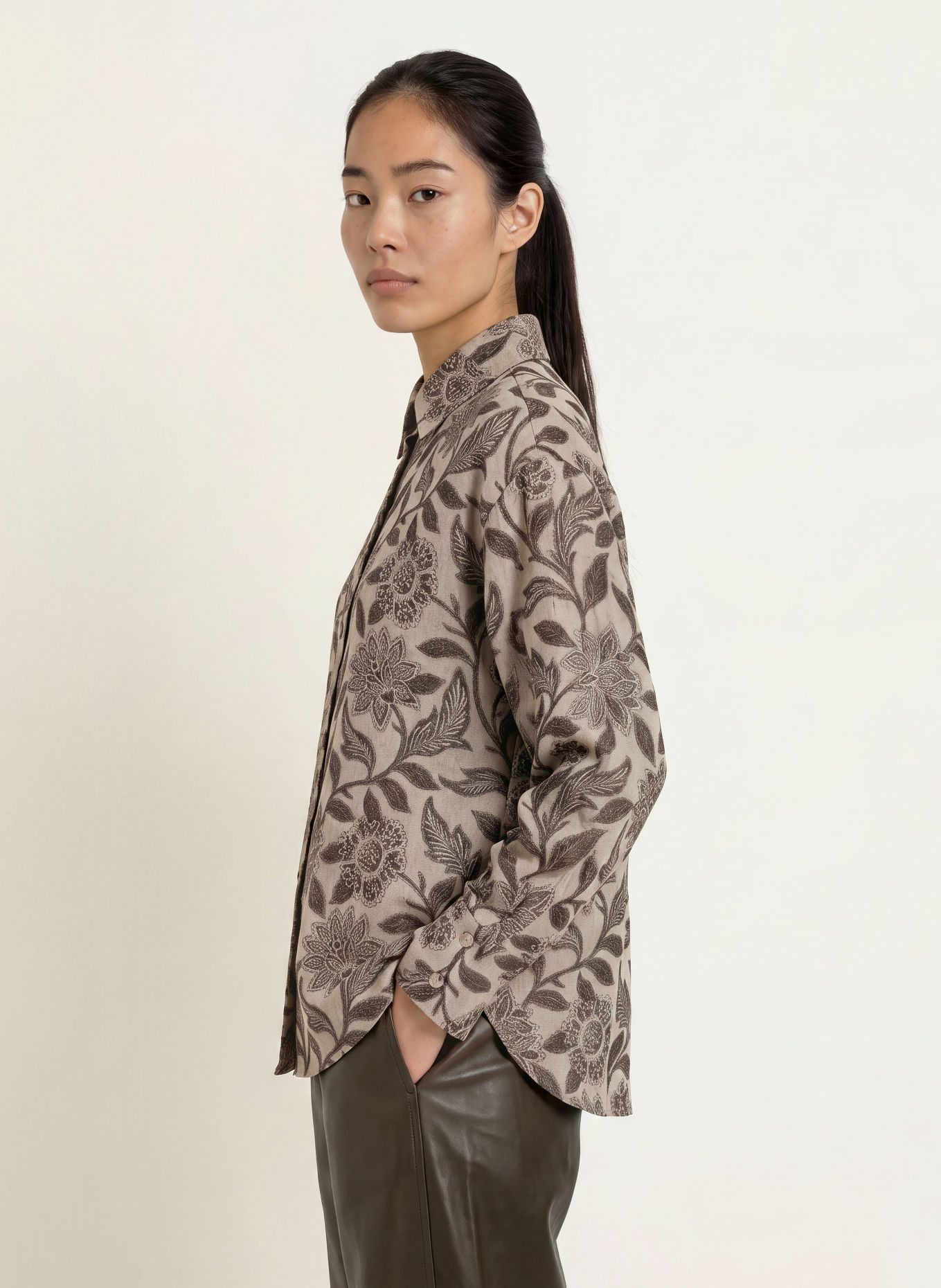 MOS MOSH Hemdbluse MMBRITZE: TAUPE / DUNKELBRAUN