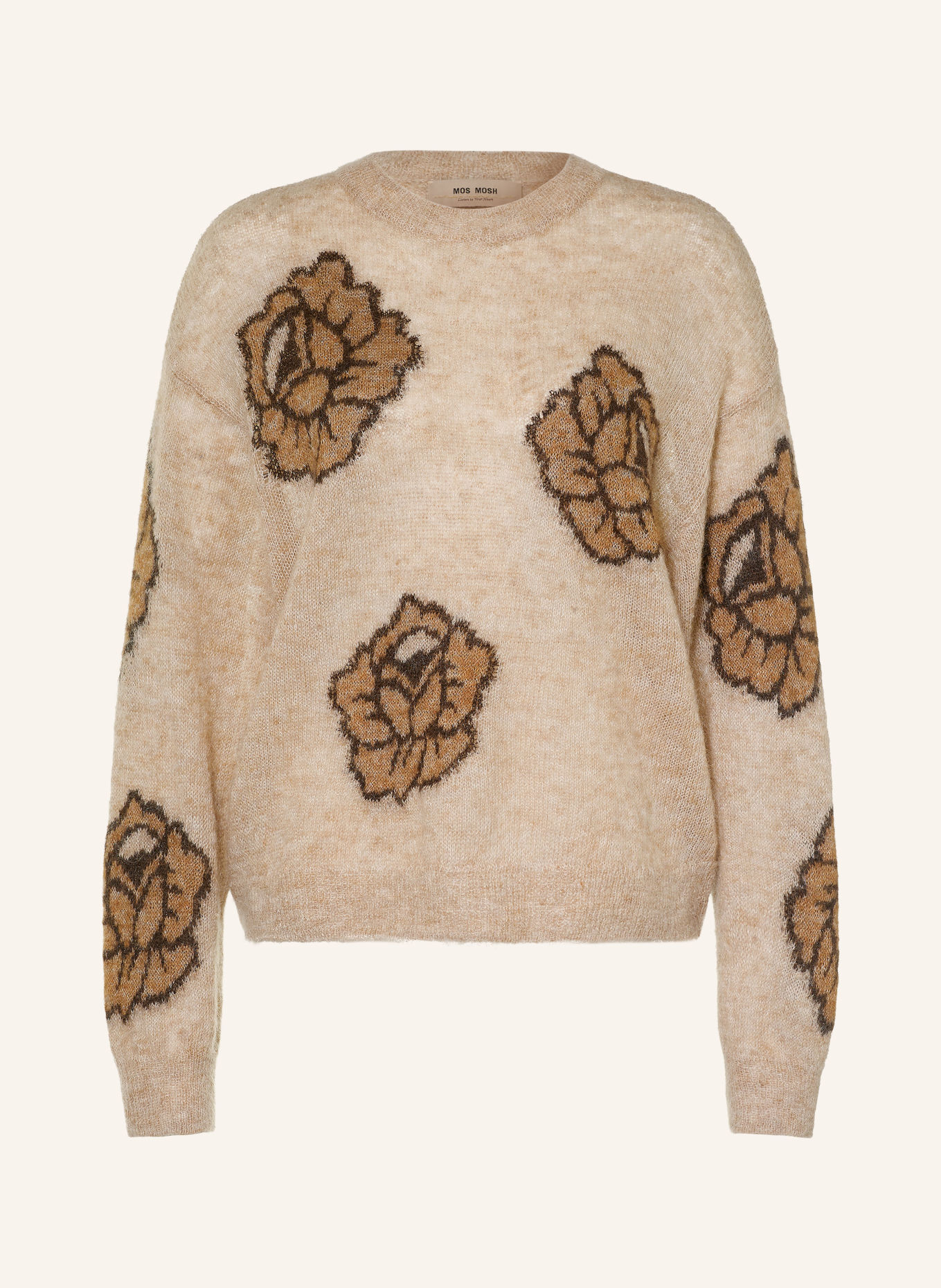 MOS MOSH Trui MMDREA: BEIGE / MARRON FONCÉ / BRUIN
