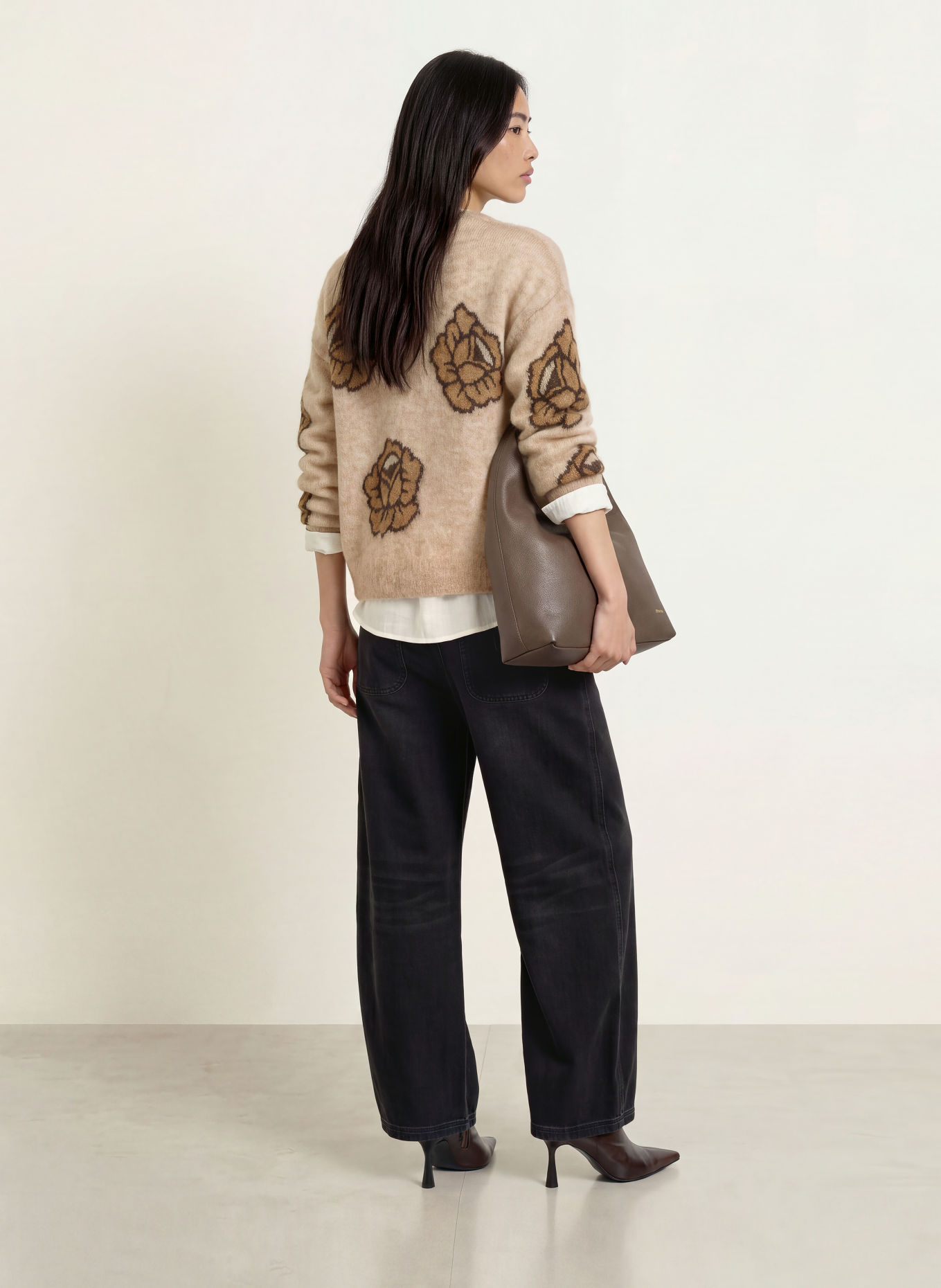 MOS MOSH Trui MMDREA: BEIGE / MARRON FONCÉ / BRUIN