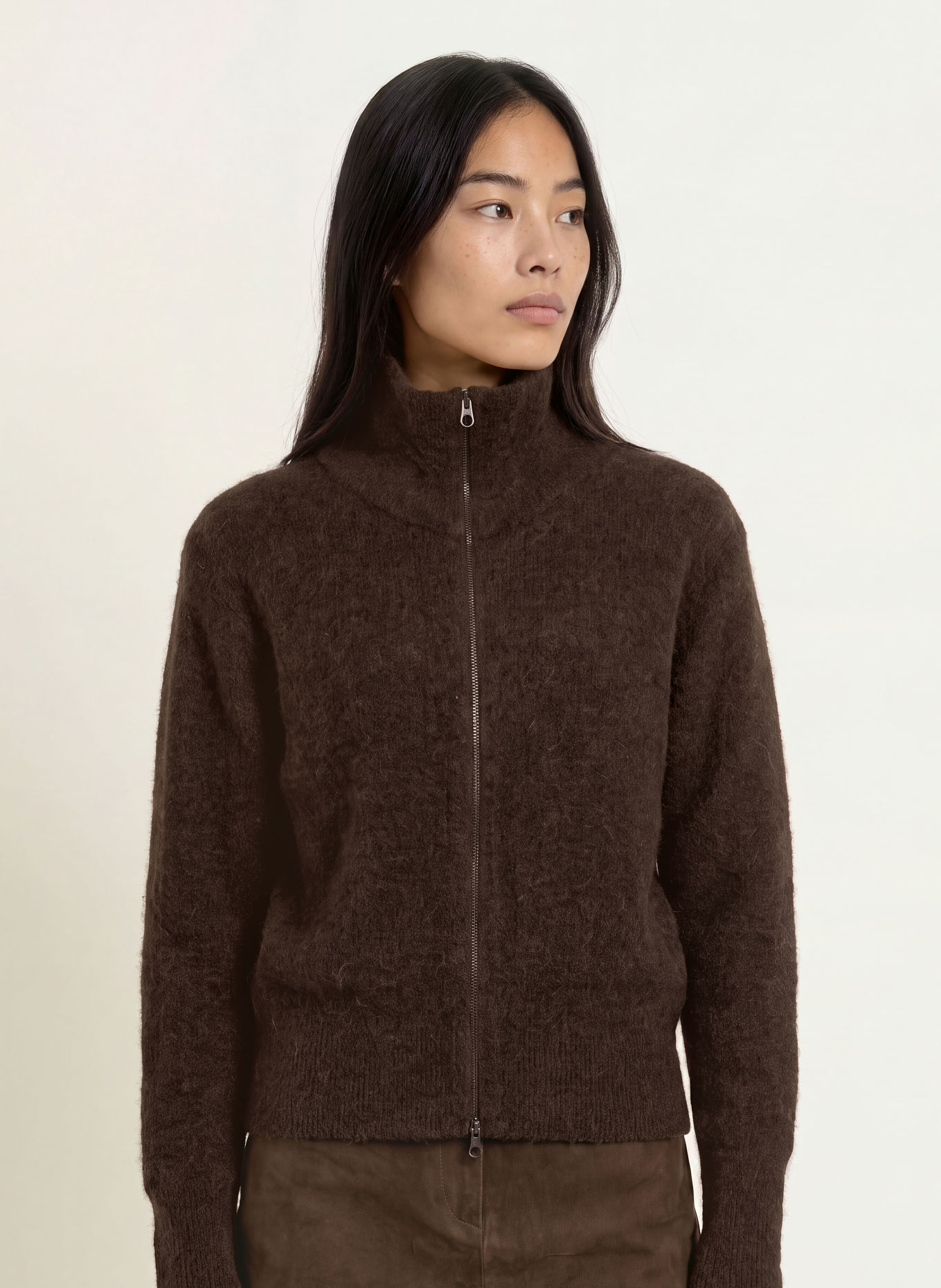 MOS MOSH Vest MMTHORA met alpaca: MARRON FONCÉ