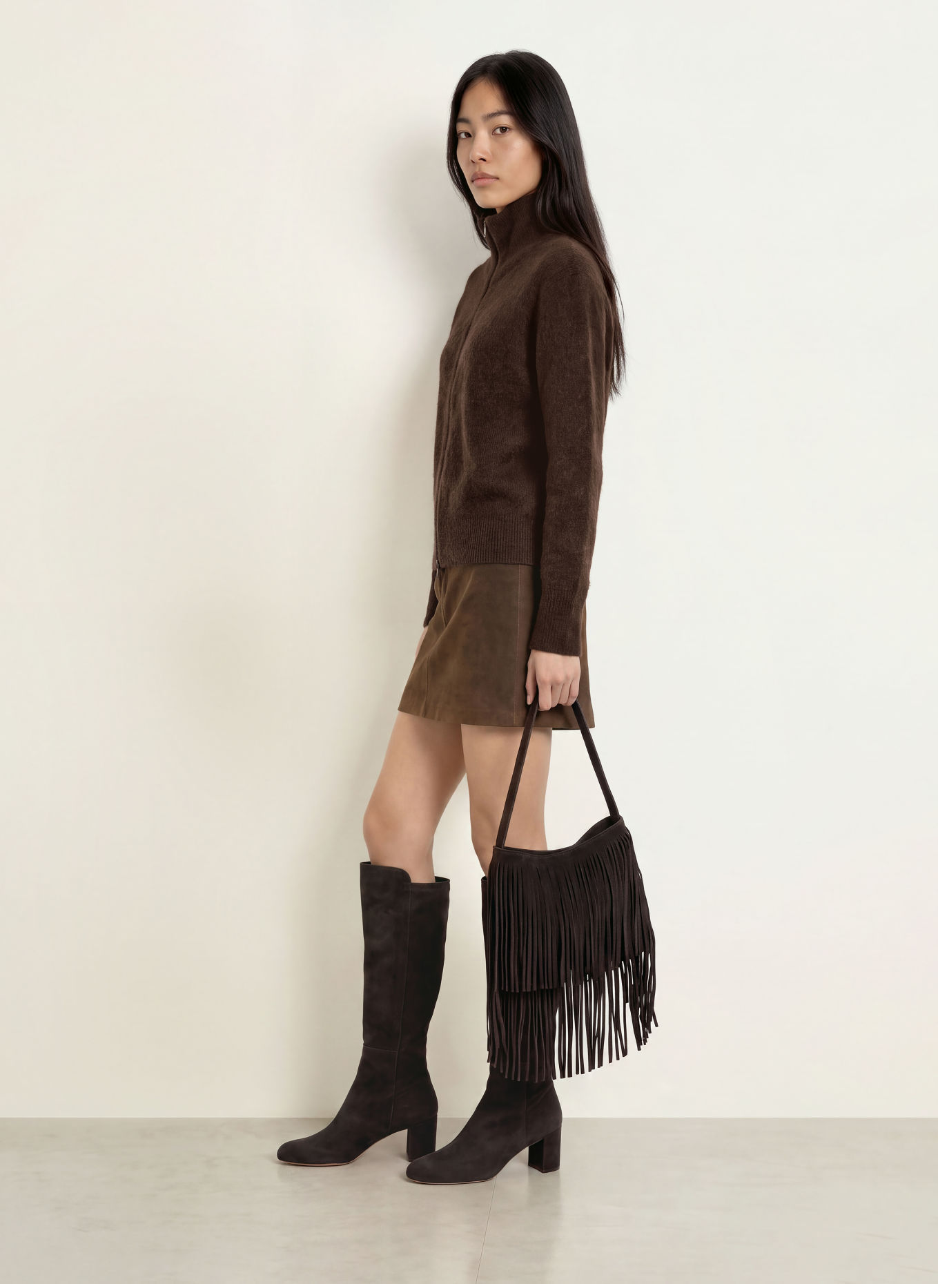 MOS MOSH Vest MMTHORA met alpaca: MARRON FONCÉ