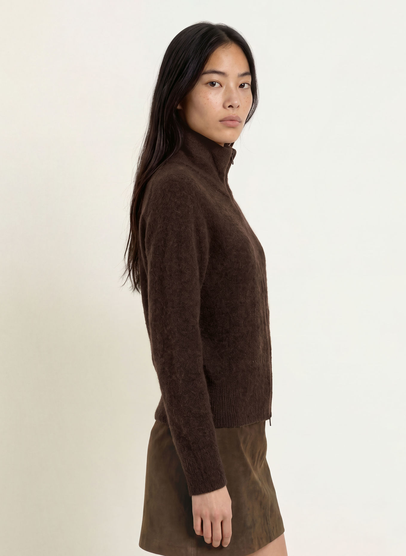 MOS MOSH Vest MMTHORA met alpaca: MARRON FONCÉ