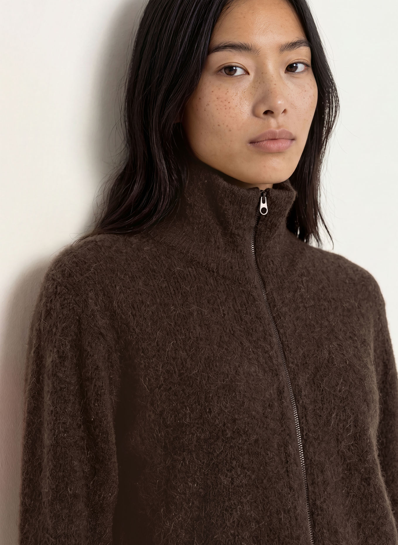MOS MOSH Vest MMTHORA met alpaca: MARRON FONCÉ