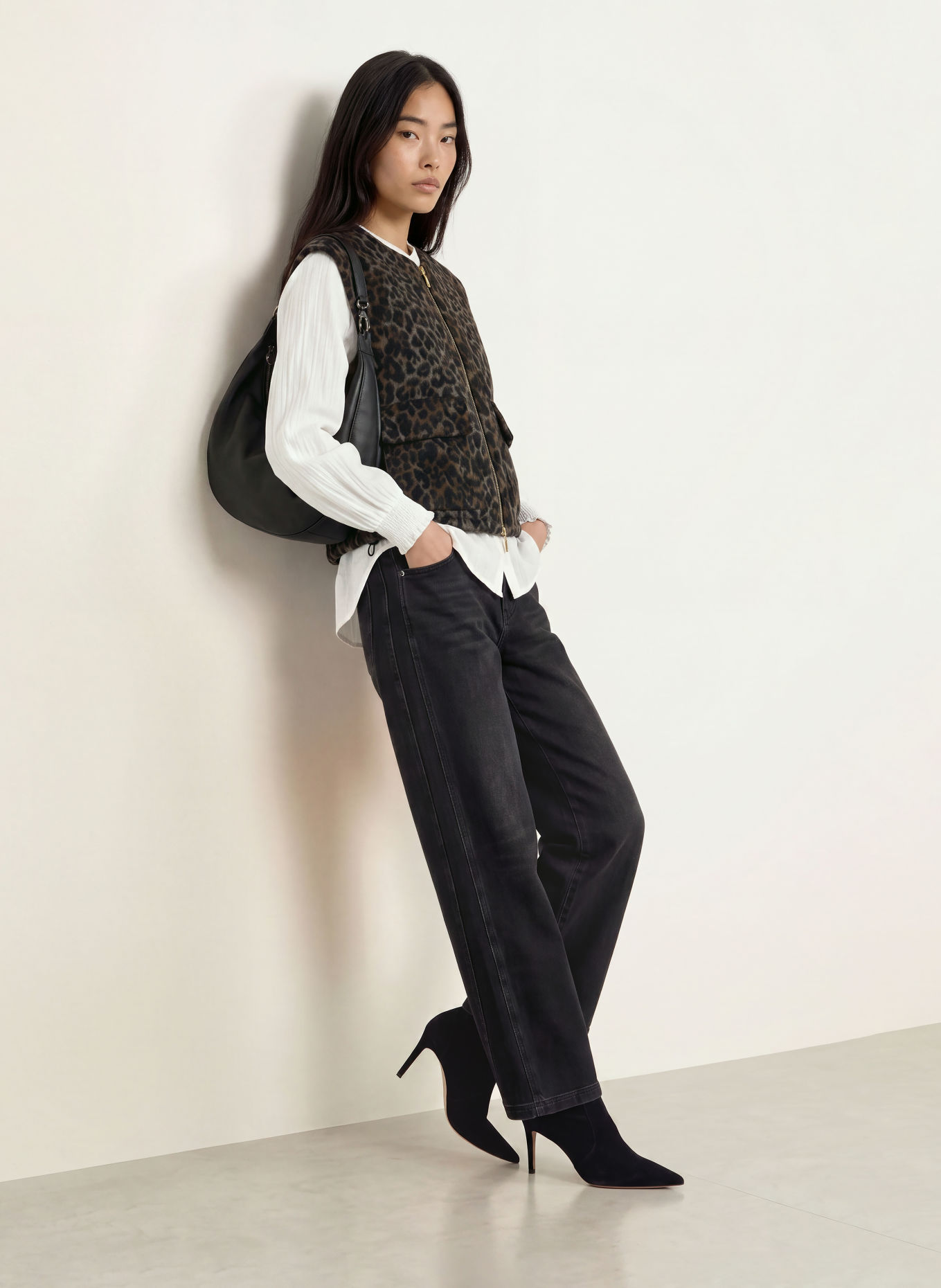 MOS MOSH Weste MMELISE: BEIGE / SCHWARZ