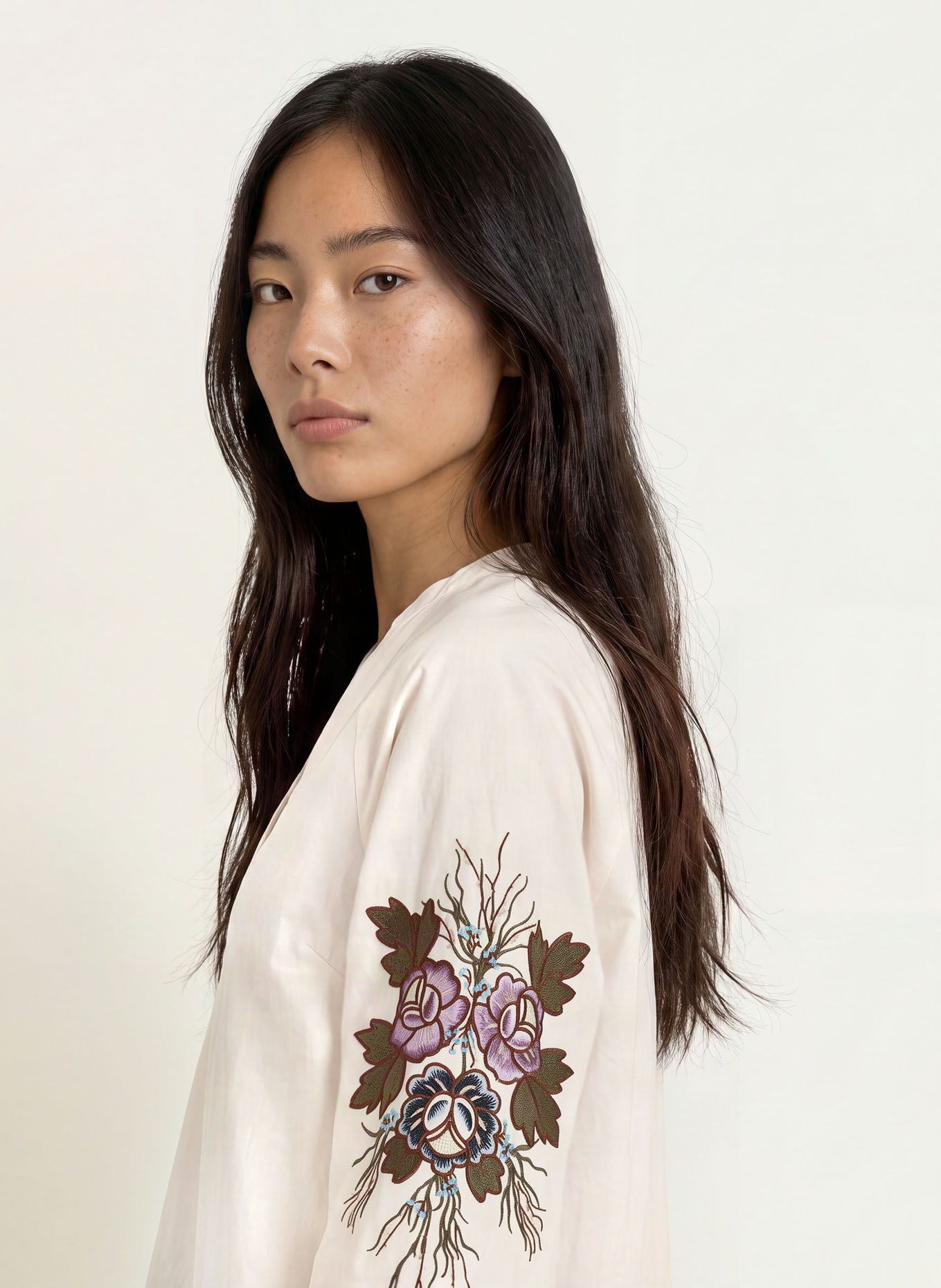 MOS MOSH MMALEYSA-blouseshirt met 3/4-mouwen: WIT / PAARS / GROEN
