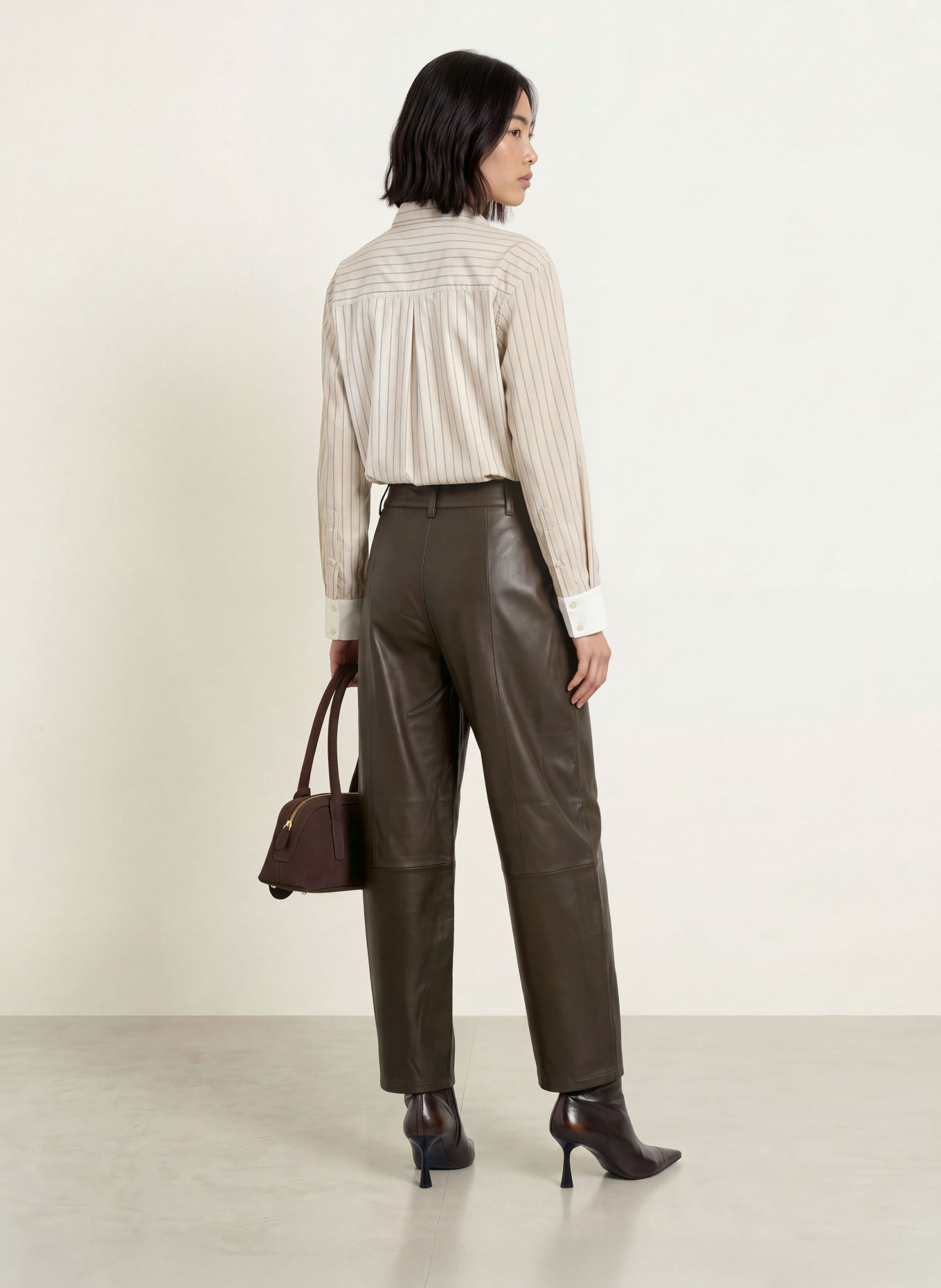 MOS MOSH MMBARREL Leather Pants: DARK BROWN