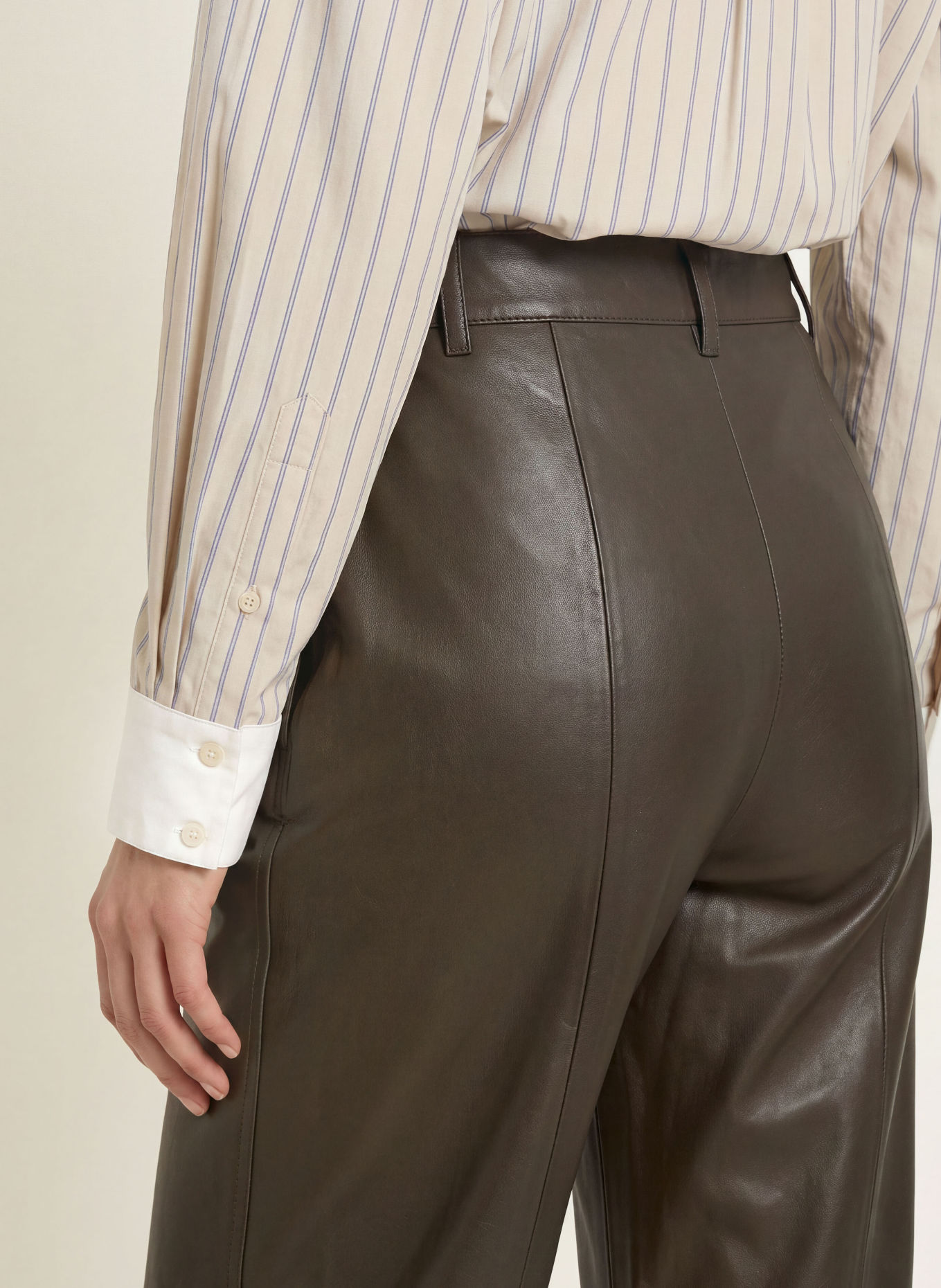 MOS MOSH MMBARREL Leather Pants: DARK BROWN