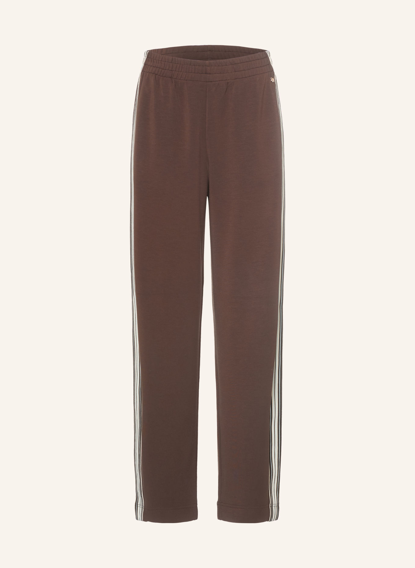 MOS MOSH MMARDIE-Sweatpant met galonstrepen: MARRON FONCÉ / LICHTBLAUW / WIT