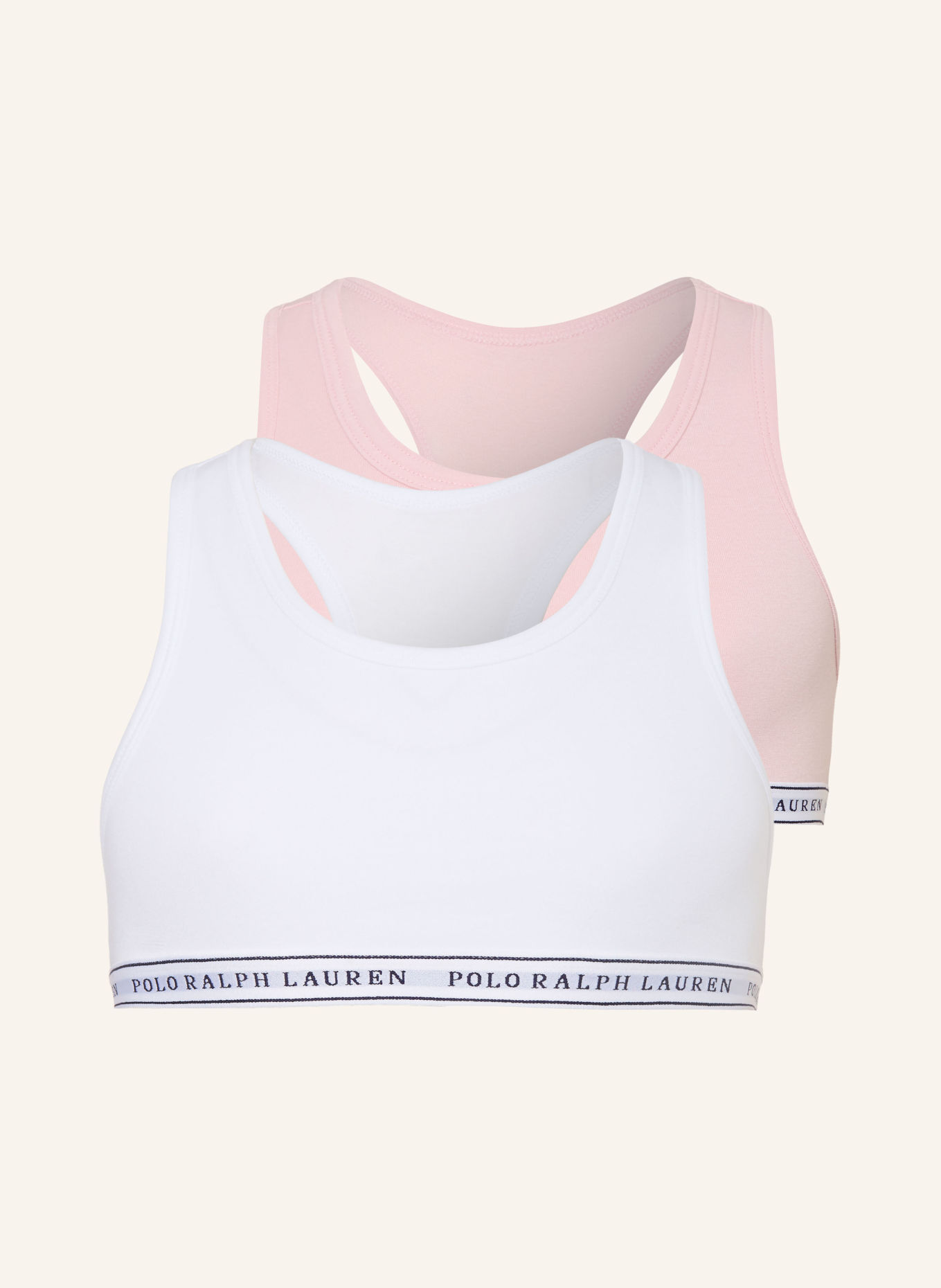 POLO RALPH LAUREN 2-Pack of Bralettes: WHITE / PINK / BLACK