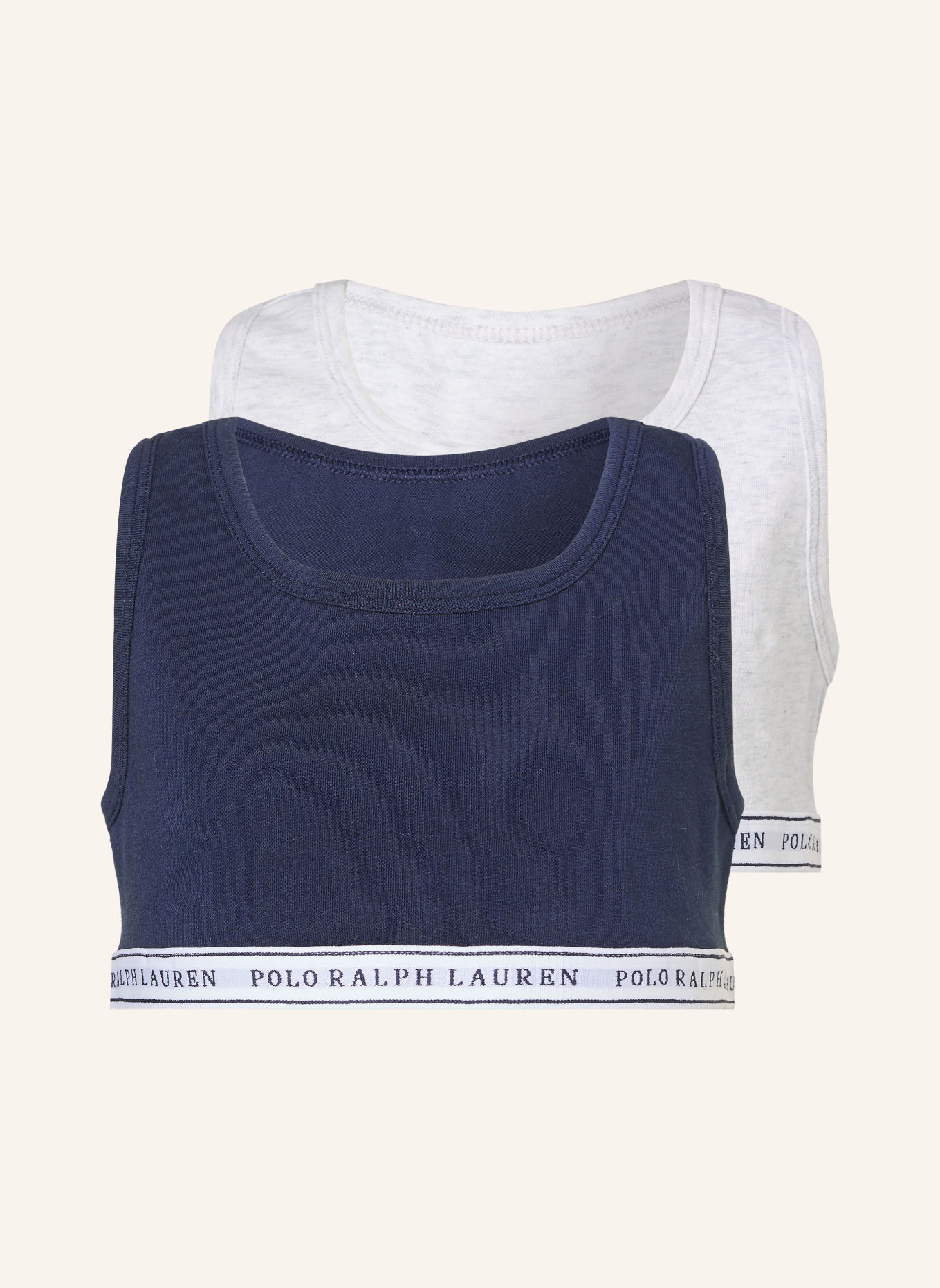POLO RALPH LAUREN Set van 2 Bustiers: DONKERBLAUW / LICHTGRIJS / WIT