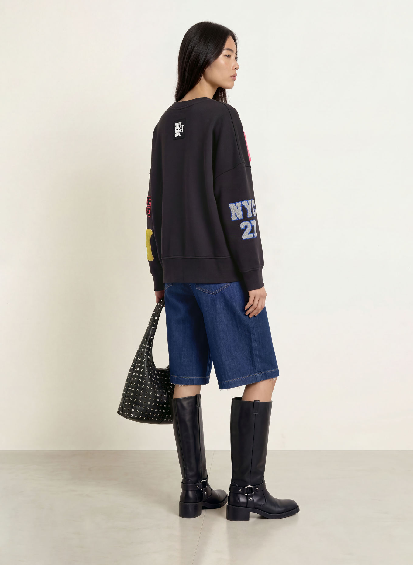 yippie hippie Sweatshirt: ZWART / ROZE / GEEL