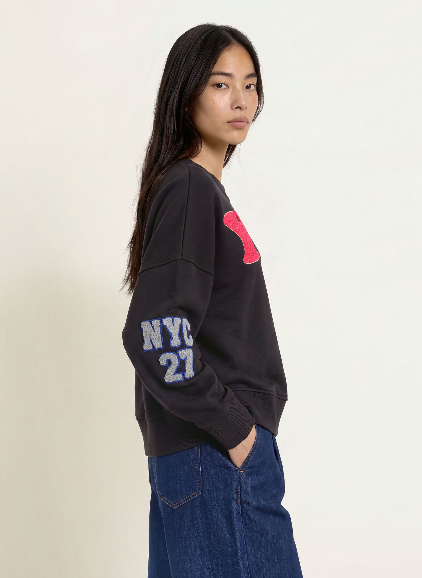 yippie hippie Sweatshirt: ZWART / ROZE / GEEL