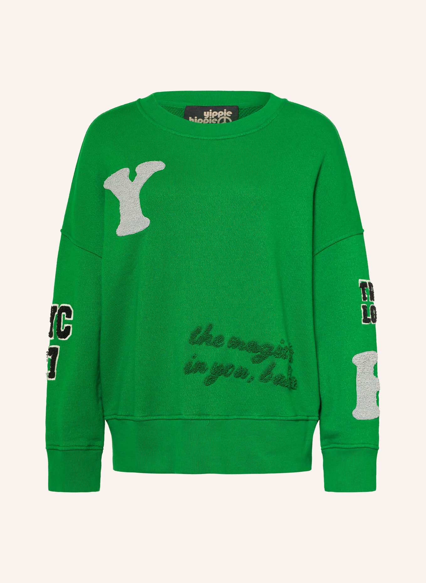 yippie hippie Sweatshirt: GROEN / GRIJS / ZWART