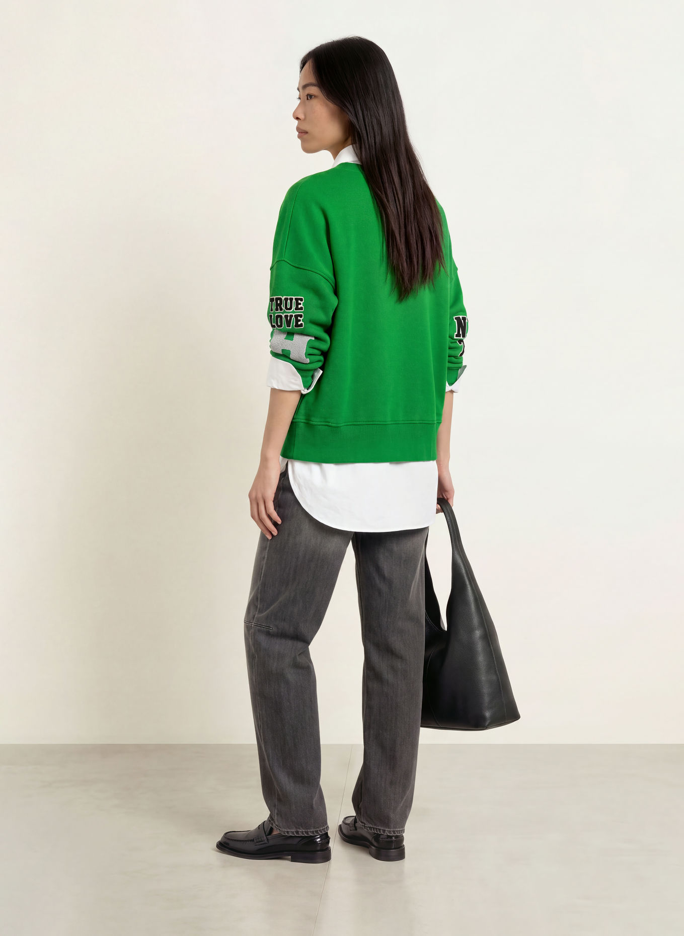 yippie hippie Sweatshirt: GROEN / GRIJS / ZWART