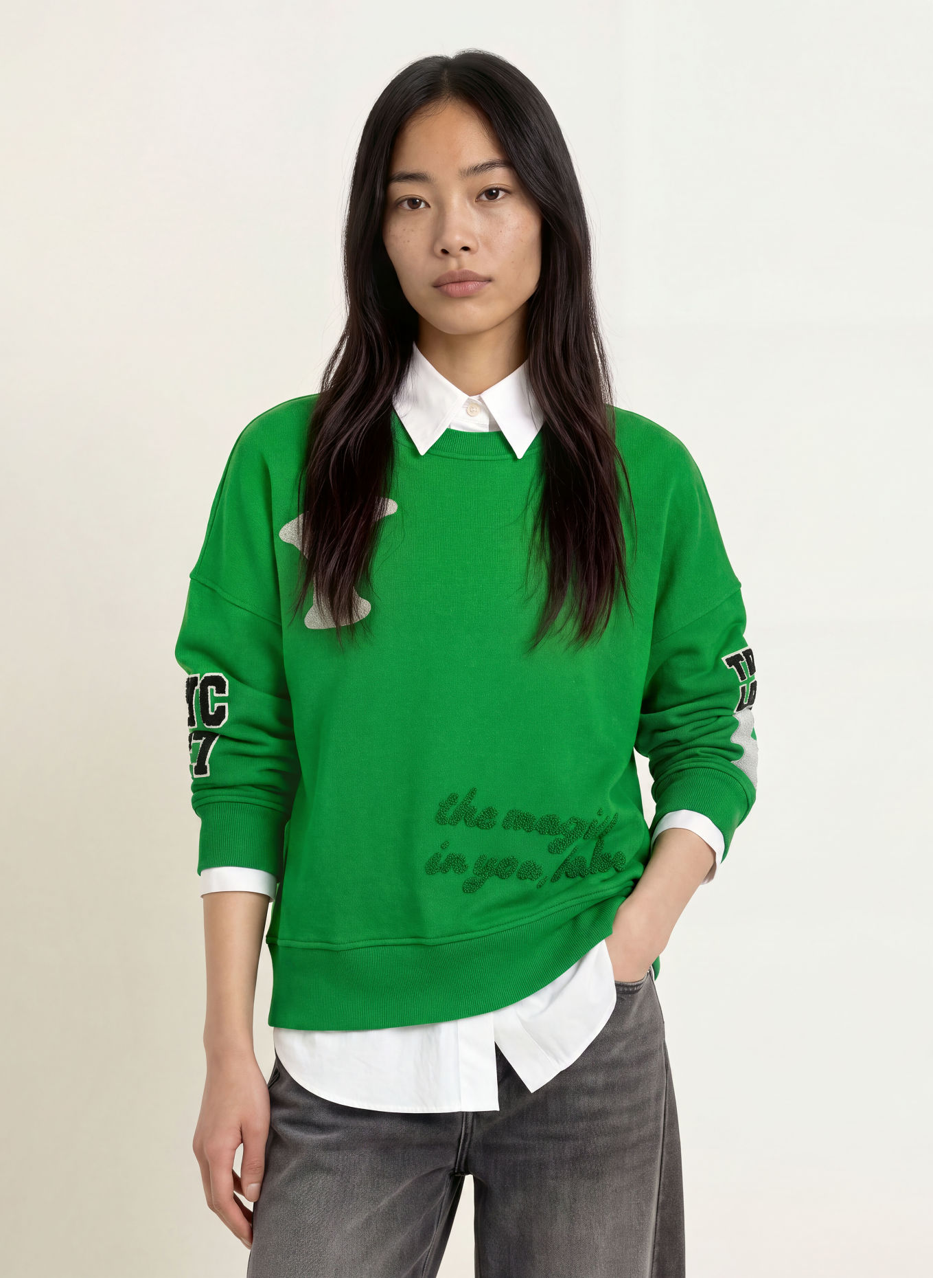 yippie hippie Sweatshirt: GROEN / GRIJS / ZWART