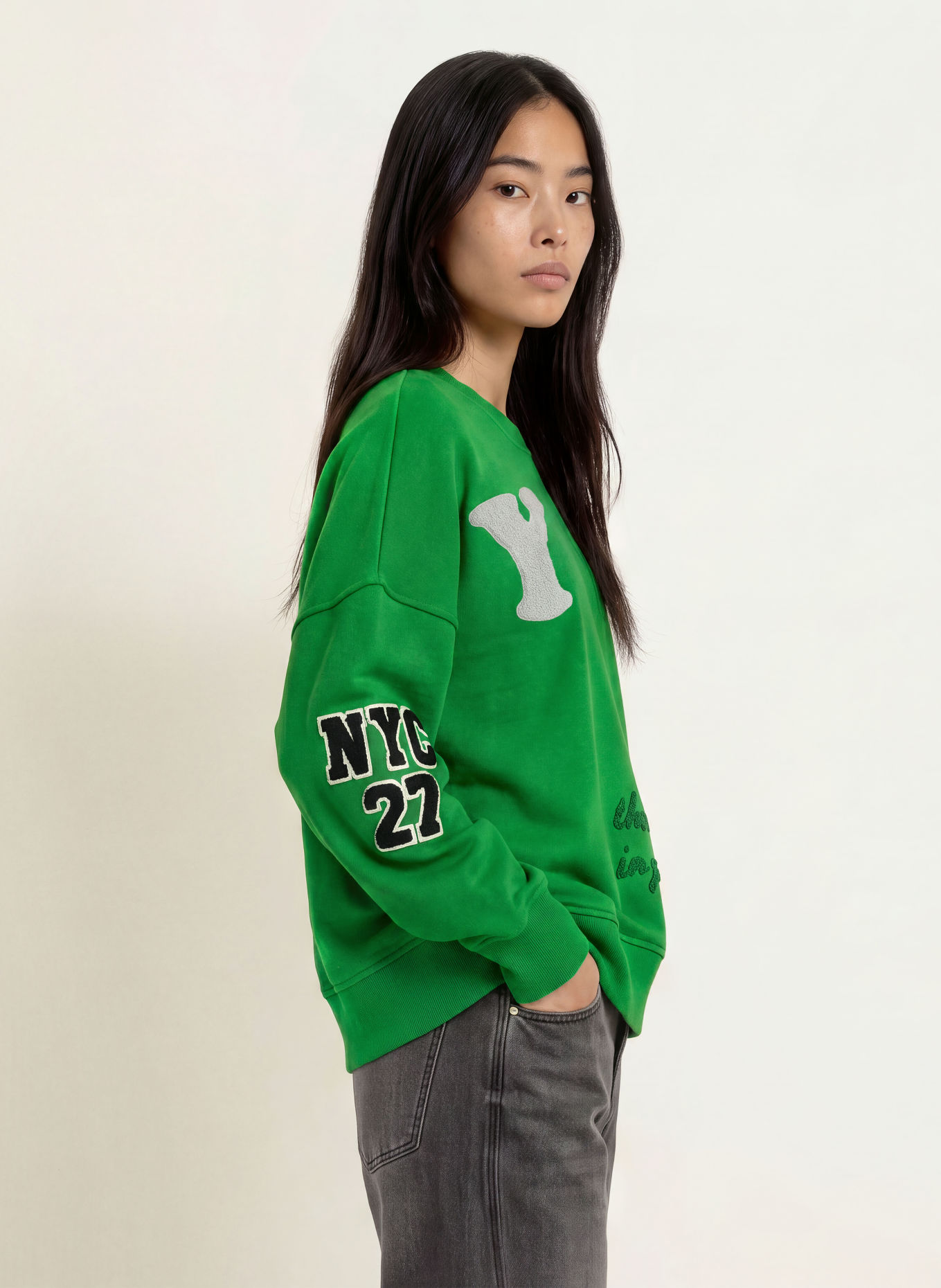 yippie hippie Sweatshirt: GROEN / GRIJS / ZWART