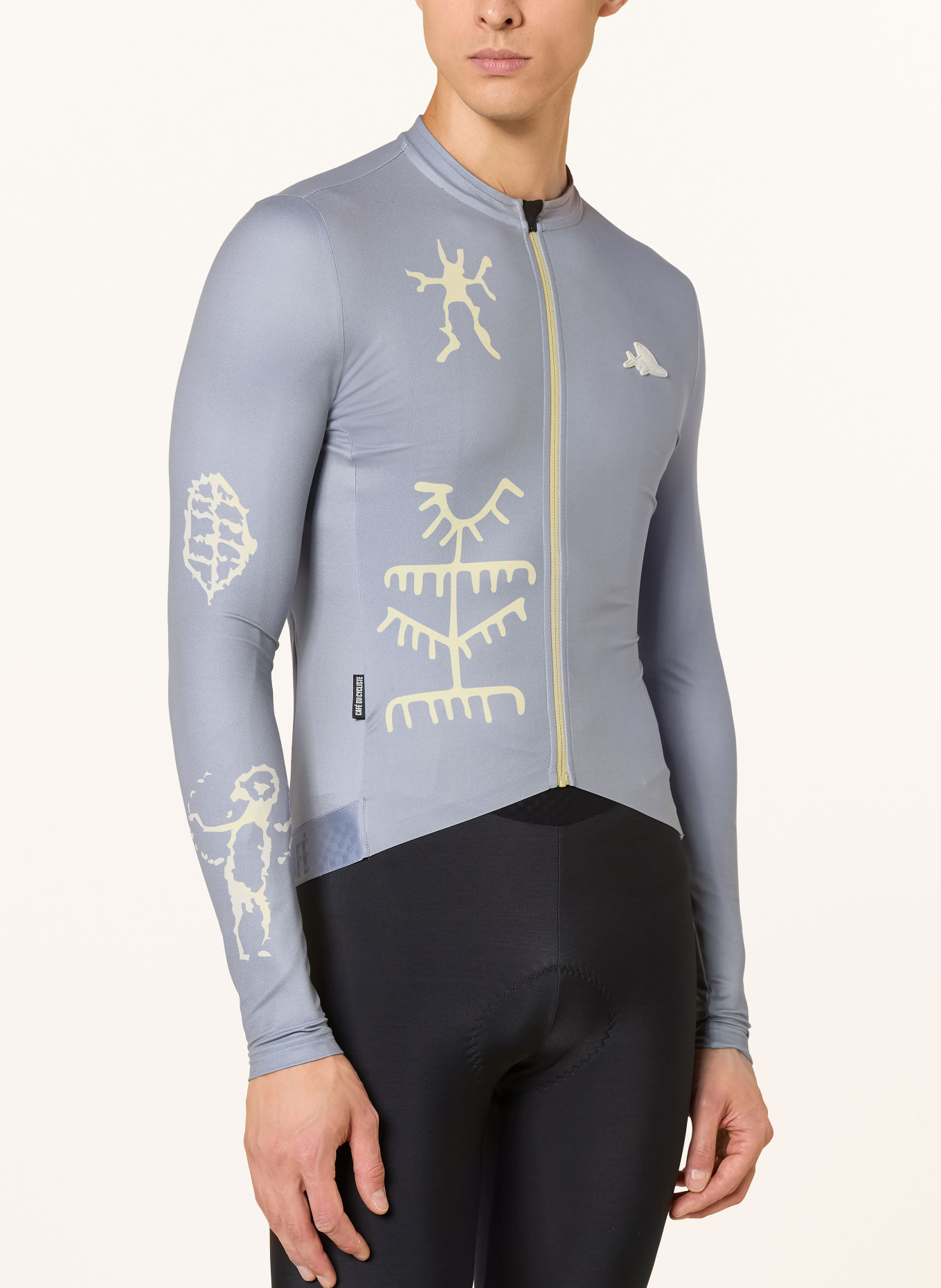 CAFÉ DU CYCLISTE Fietstricot CONSTANCE: BLAUWGRIJS / LICHTGEEL