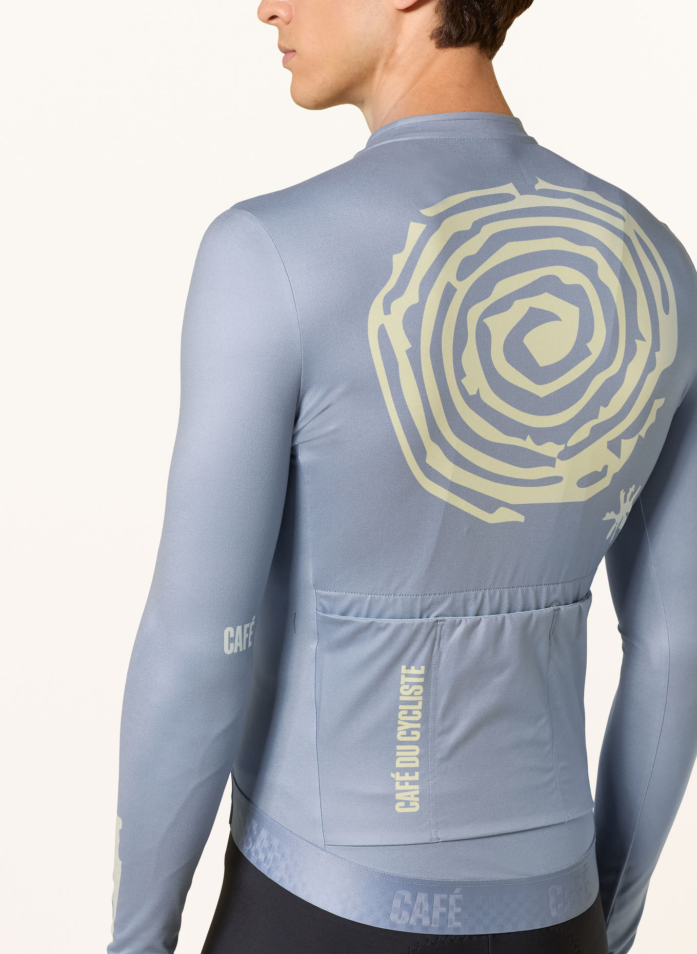 CAFÉ DU CYCLISTE Fietstricot CONSTANCE: BLAUWGRIJS / LICHTGEEL