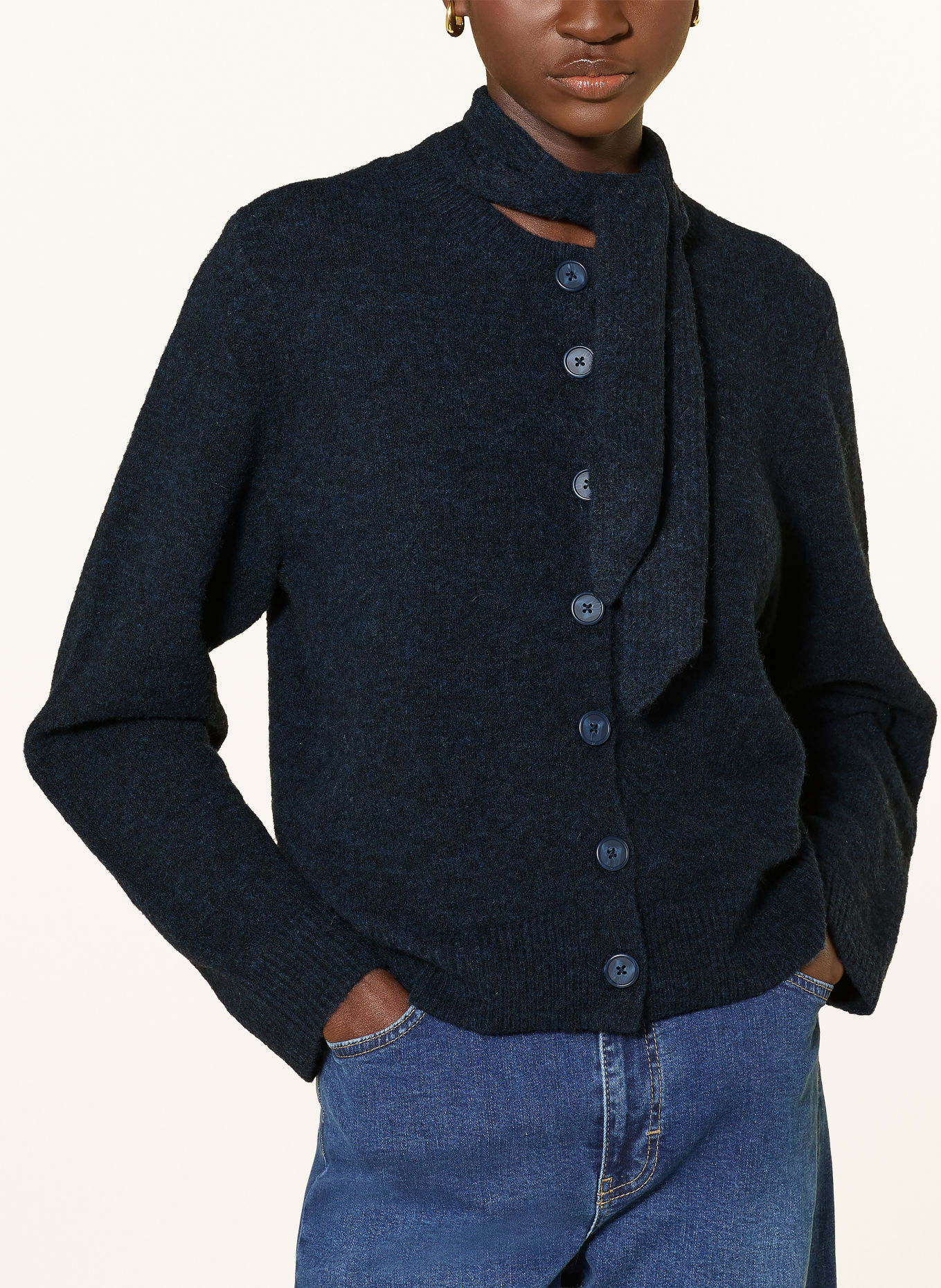 Part Two Strickjacke CHANIEPW mit Alpaka und abnehmbarem Schal: DUNKELBLAU