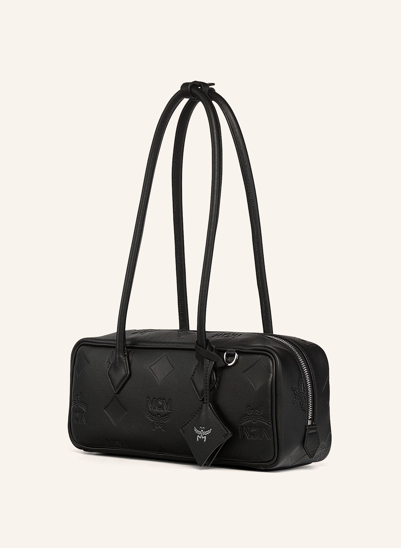 MCM AREN Shoulder Bag: BLACK / SILVER
