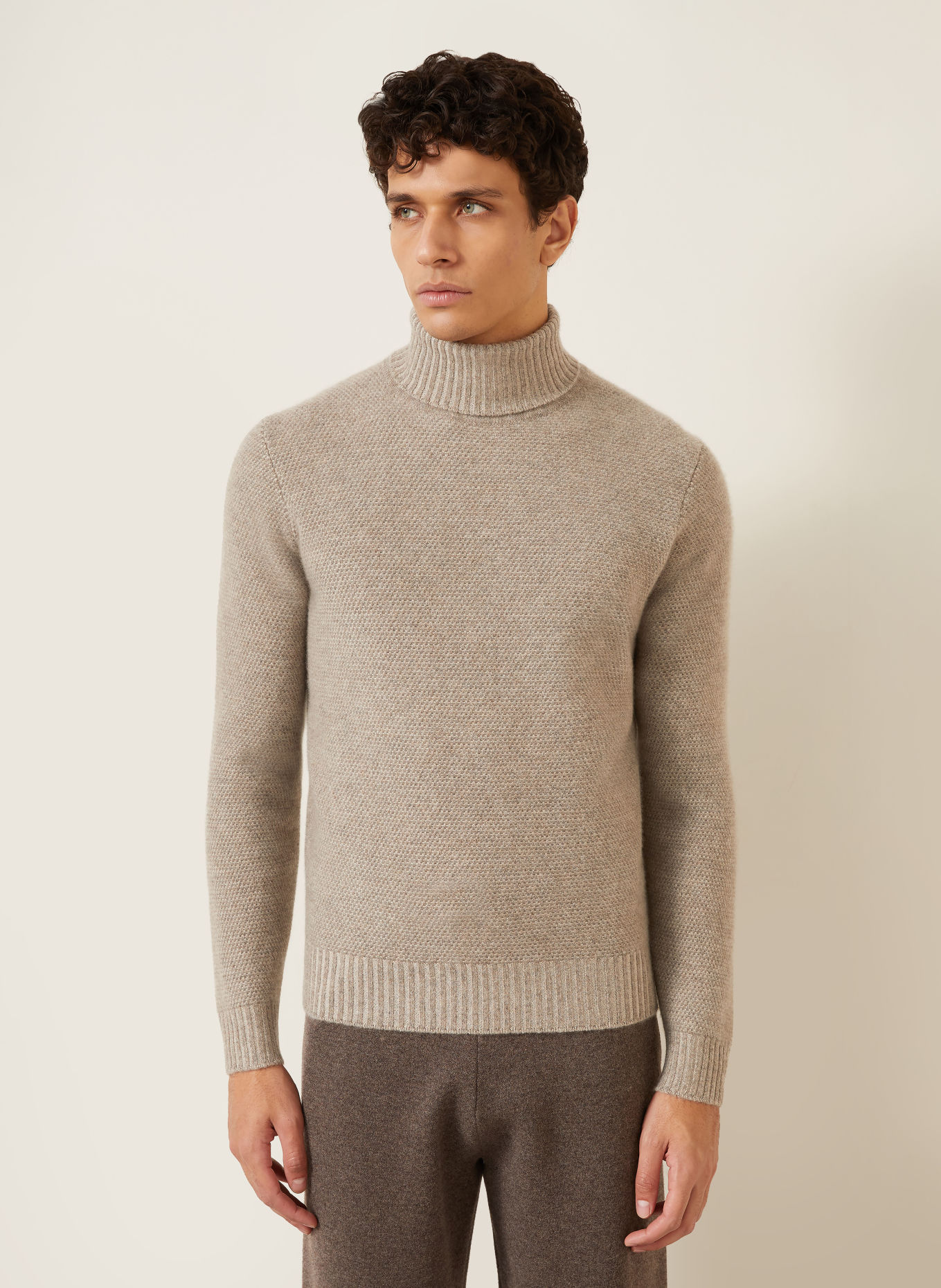 FIORONI Coltrui met col van kasjmier: TAUPE