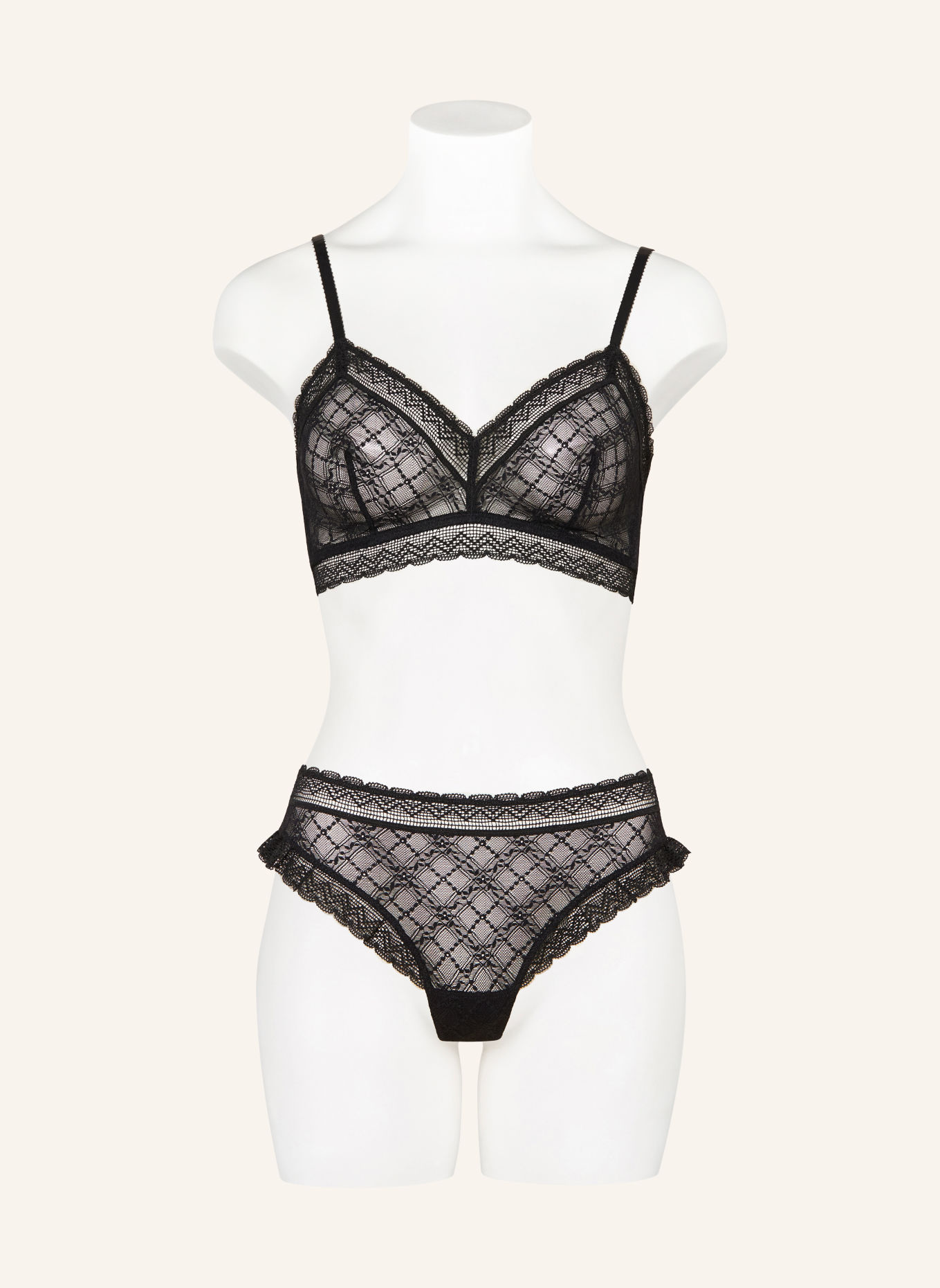 ERES String mit Rüschen: SCHWARZ