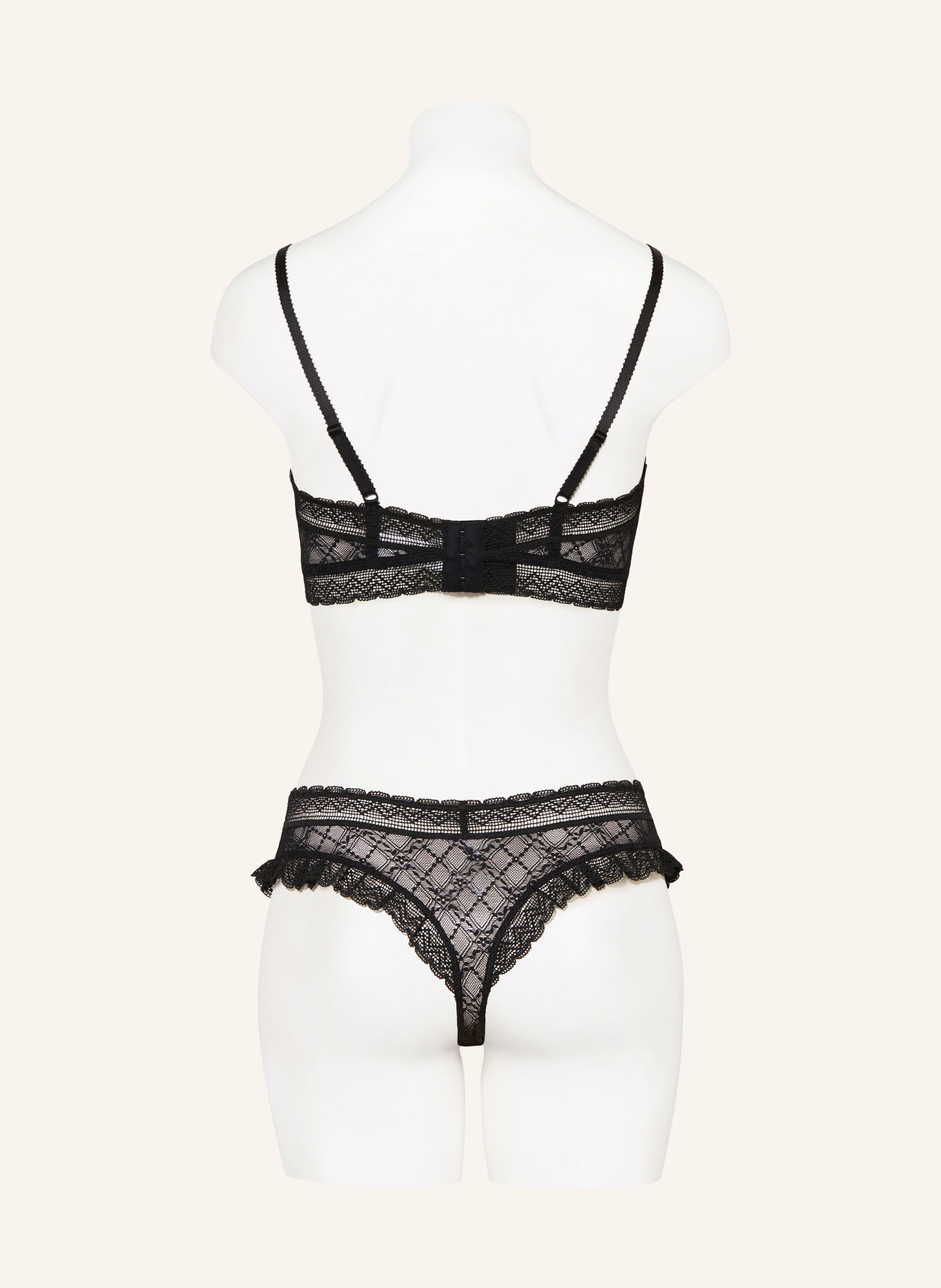 ERES String mit Rüschen: SCHWARZ