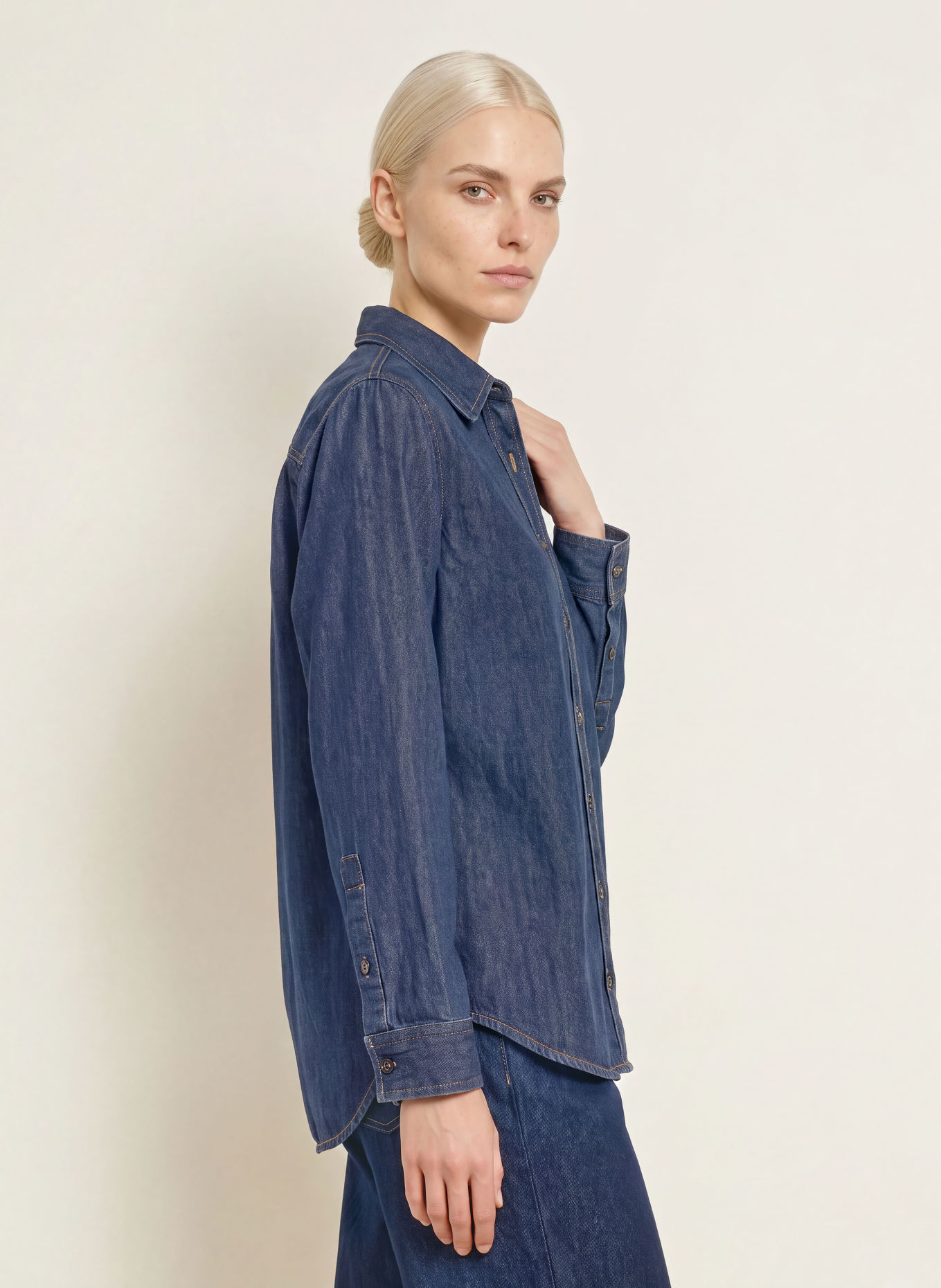 TOMMY HILFIGER Denimblouse: DONKERBLAUW