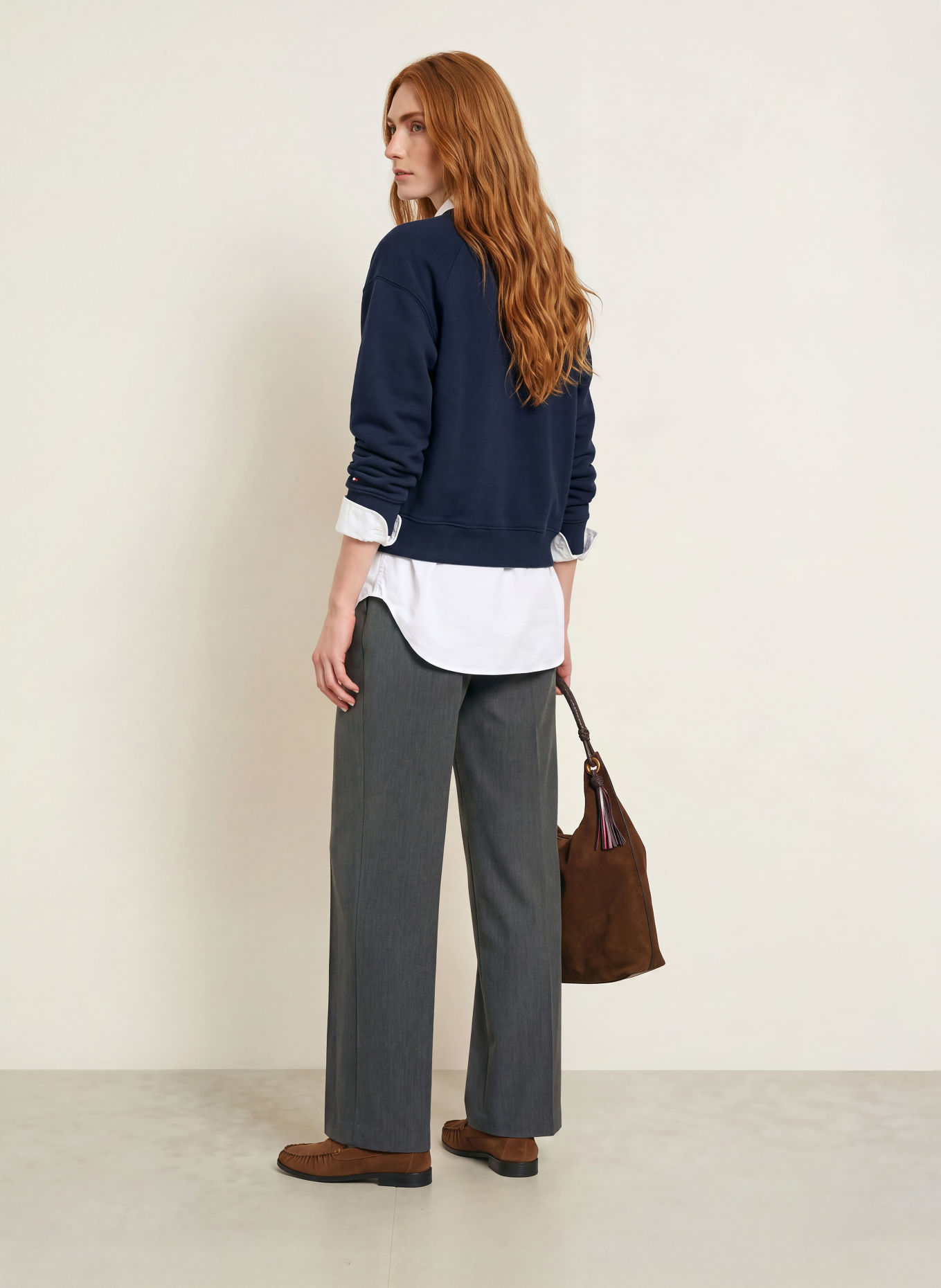 TOMMY HILFIGER Wide-leg trousers: DARK GRAY