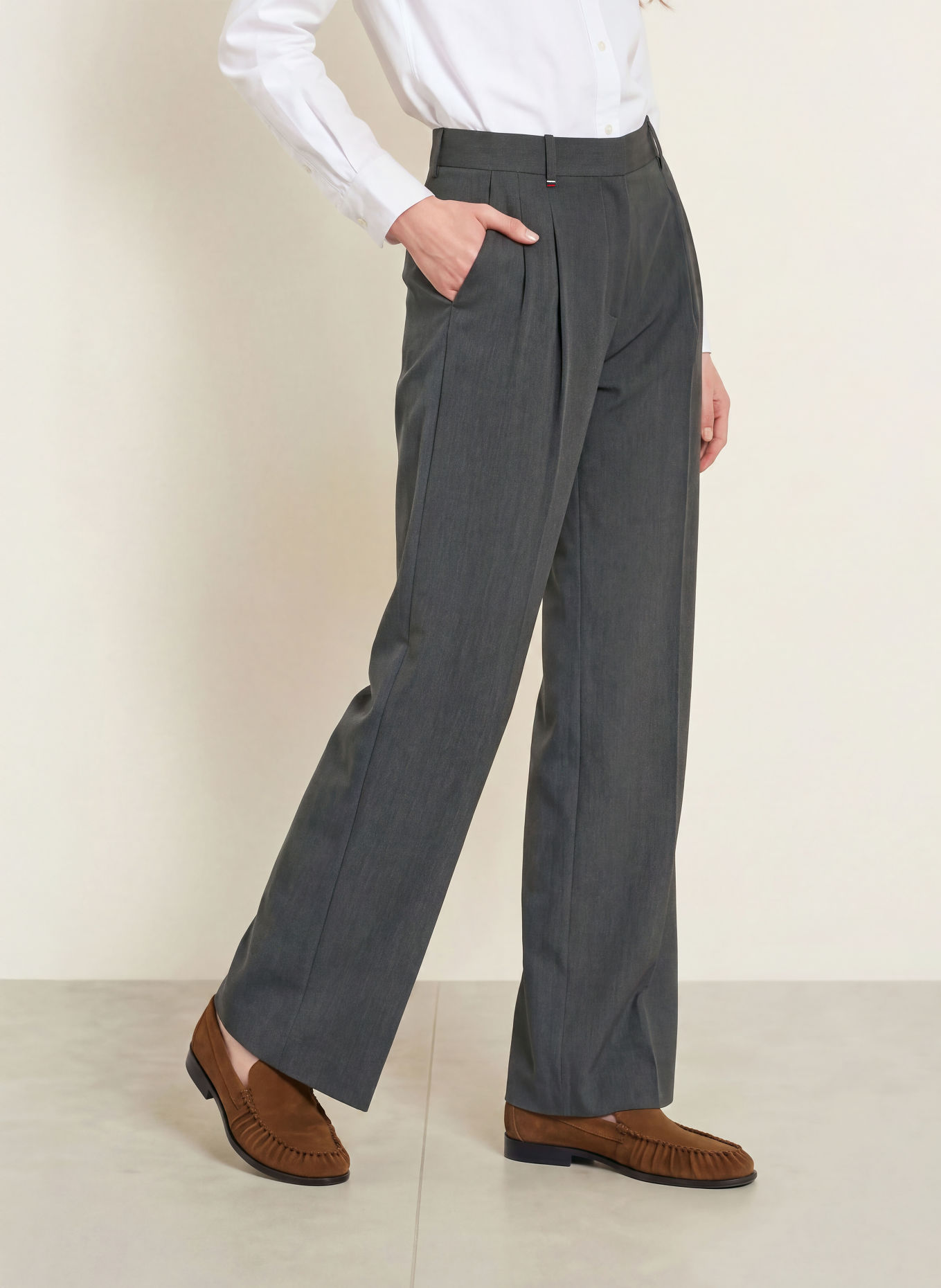 TOMMY HILFIGER Wide-leg trousers: DARK GRAY
