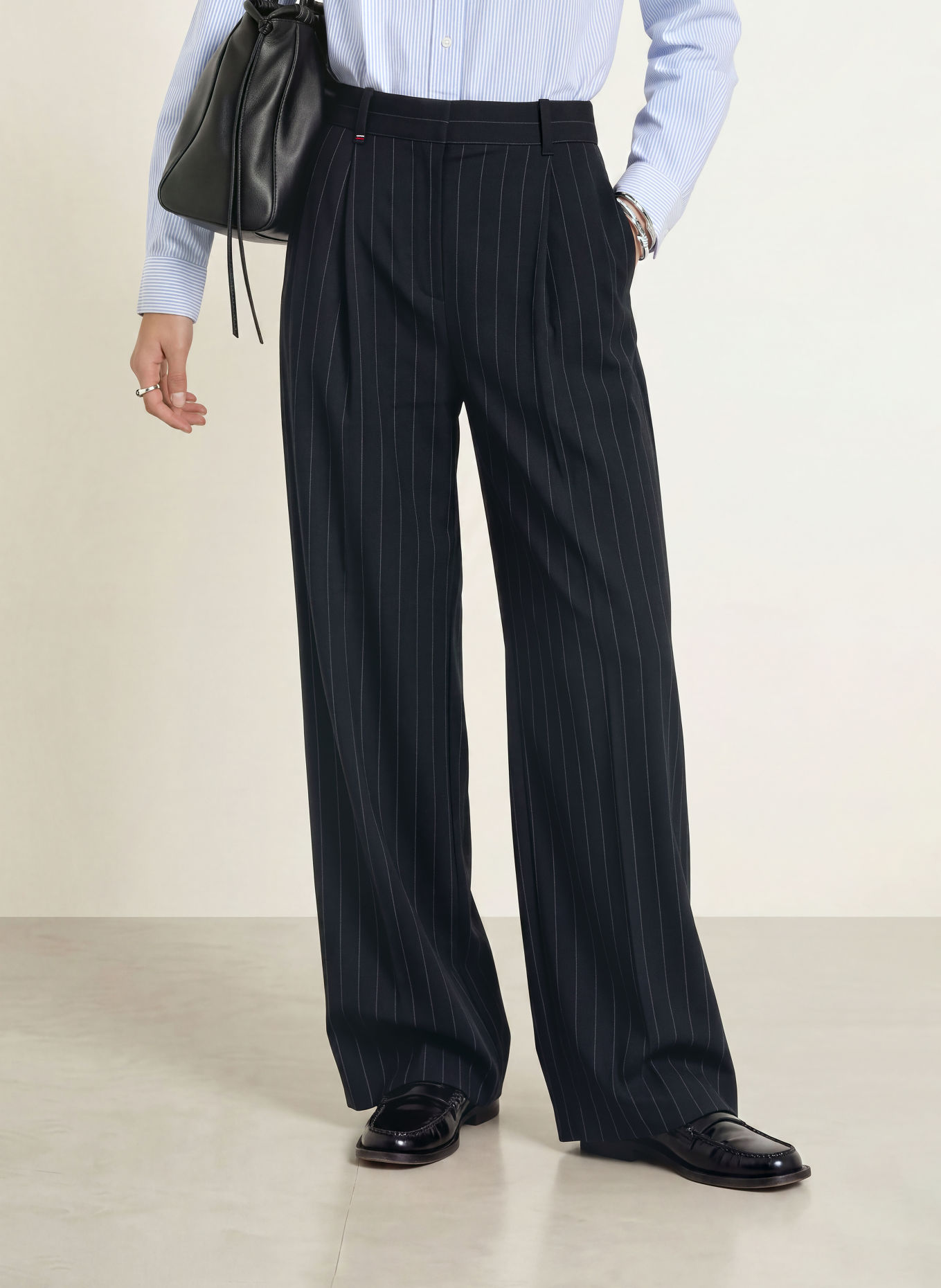 TOMMY HILFIGER Marlene-broek: DONKERBLAUW / GRIJS