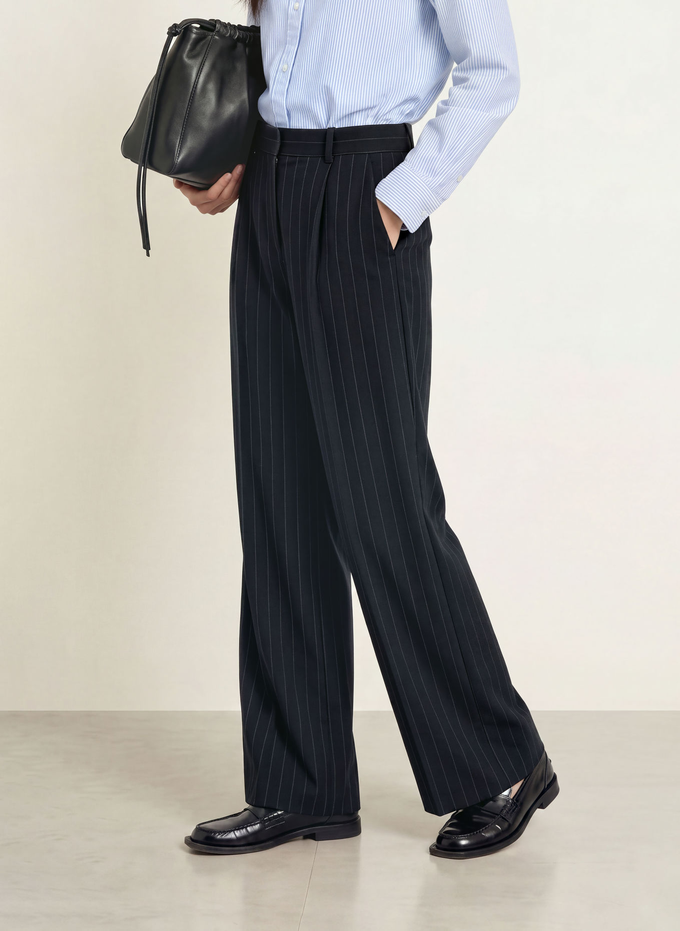 TOMMY HILFIGER Marlene-broek: DONKERBLAUW / GRIJS