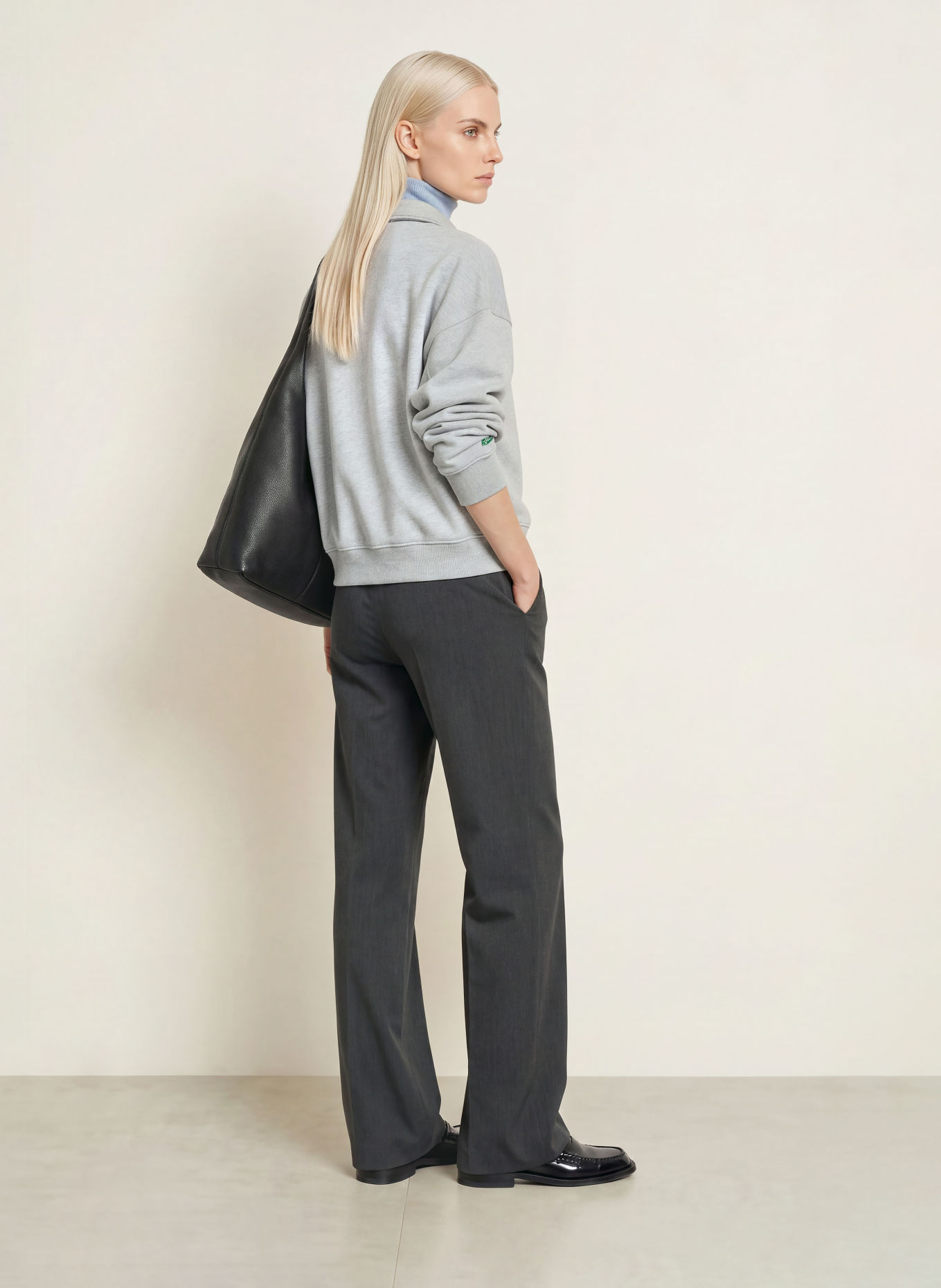 TOMMY HILFIGER Pantalon palazzo: GRIS FONCÉ