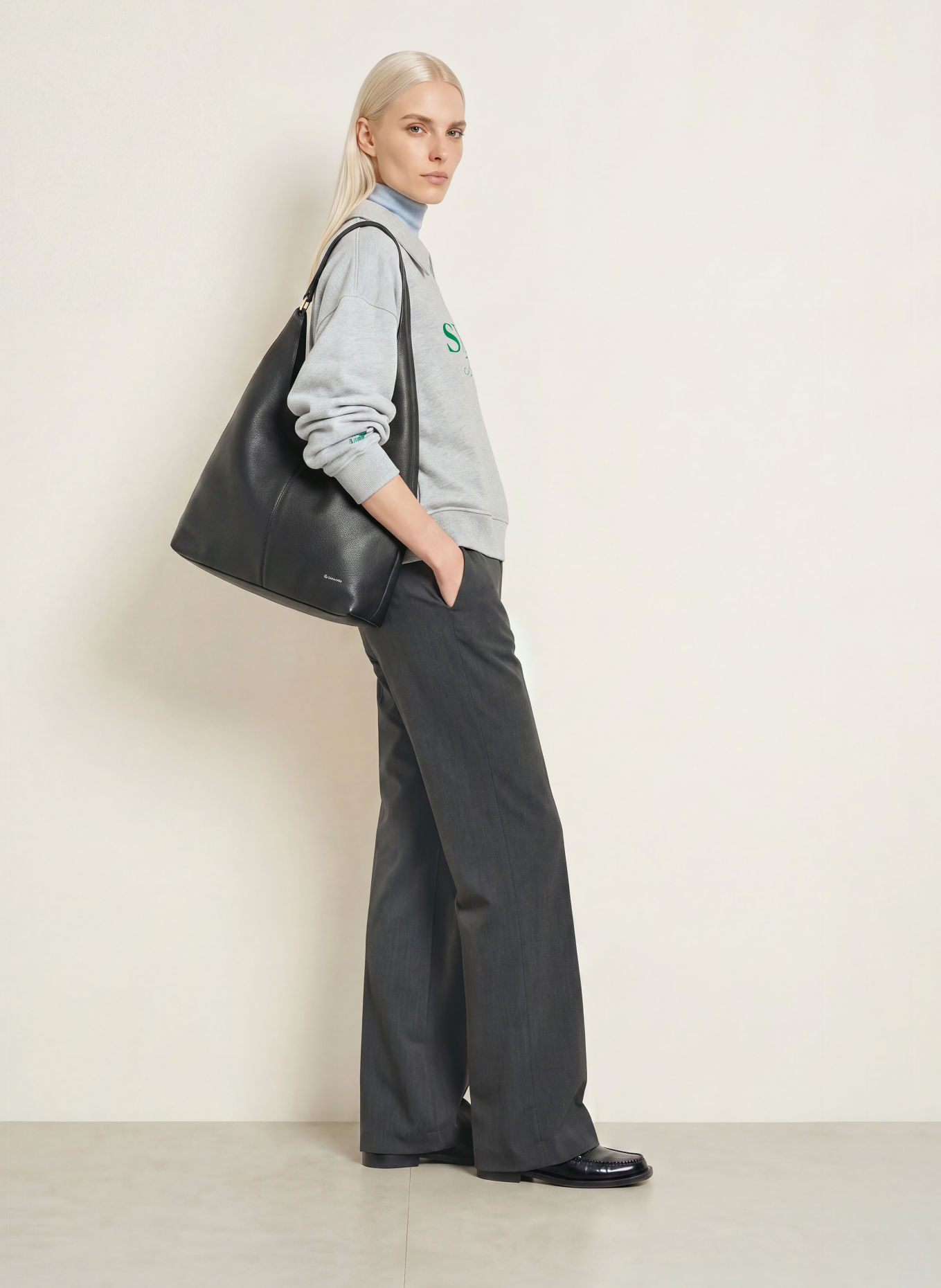 TOMMY HILFIGER Pantalon palazzo: GRIS FONCÉ