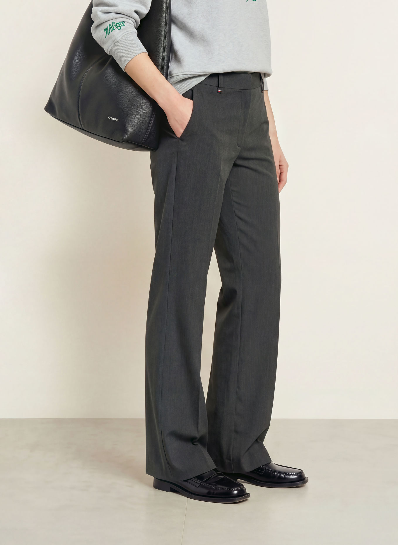 TOMMY HILFIGER Pantalon palazzo: GRIS FONCÉ