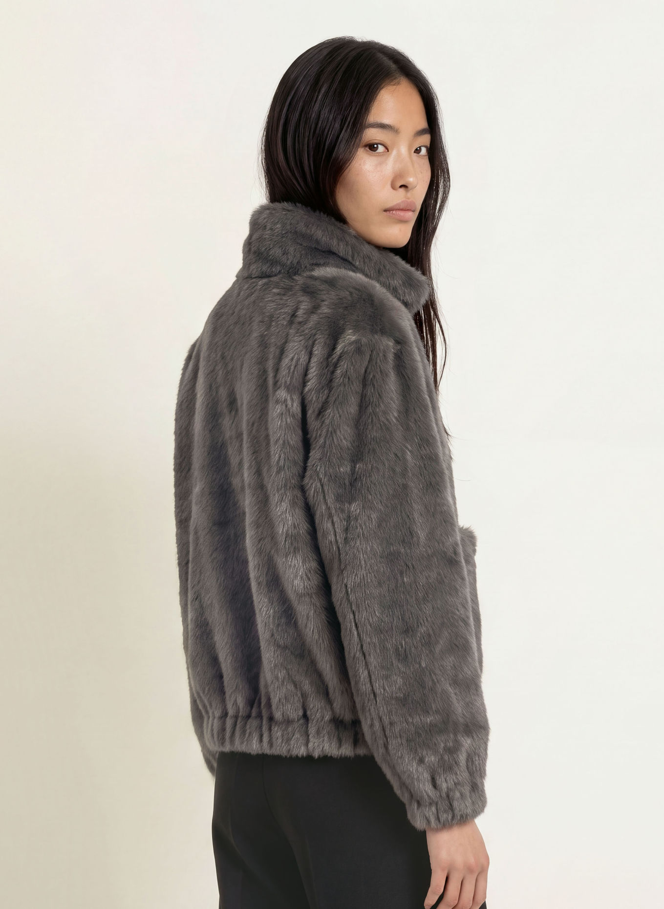 CATNOIR Kunstfell-Jacke: DUNKELGRAU