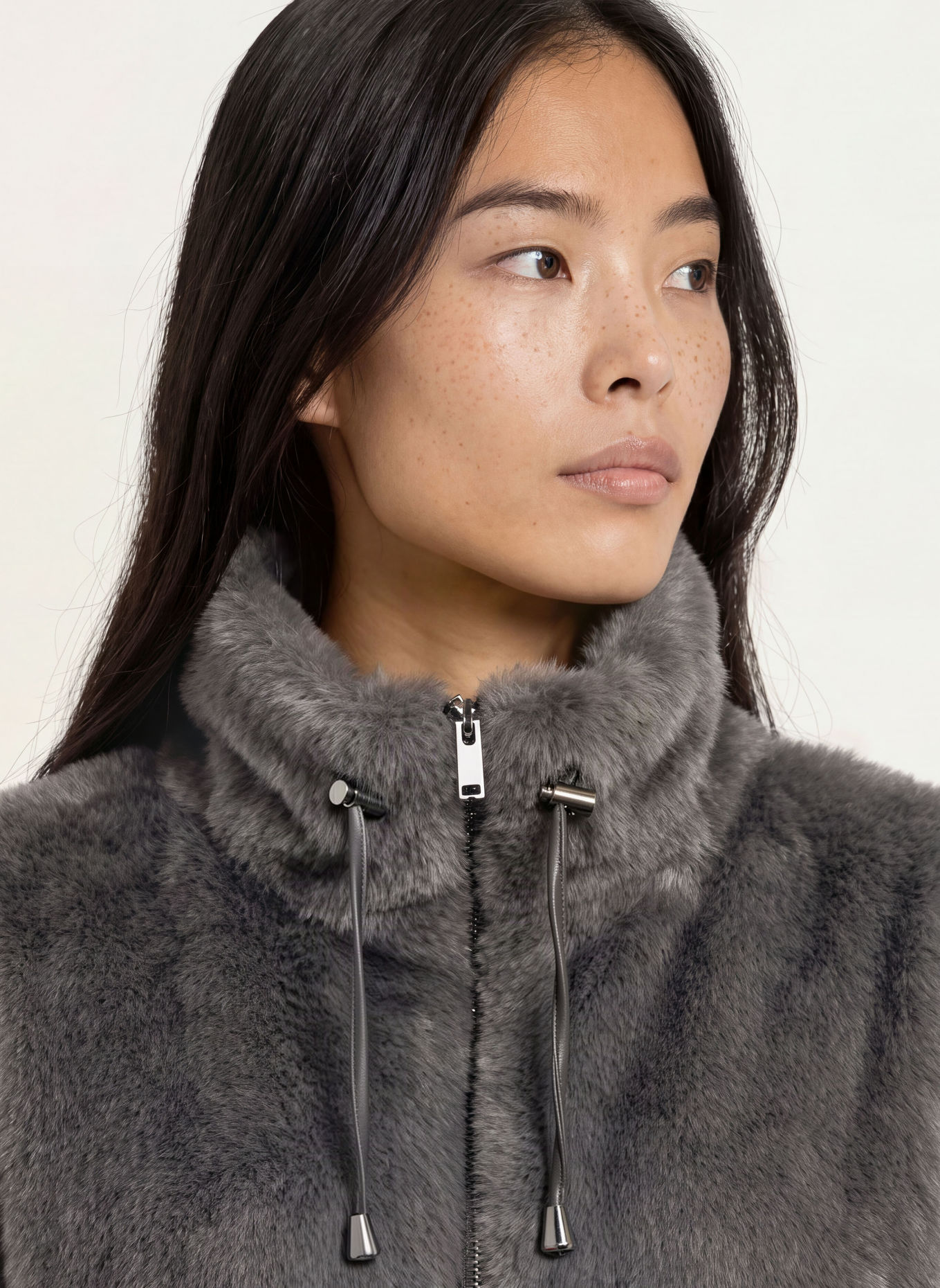 CATNOIR Kunstfell-Jacke: DUNKELGRAU