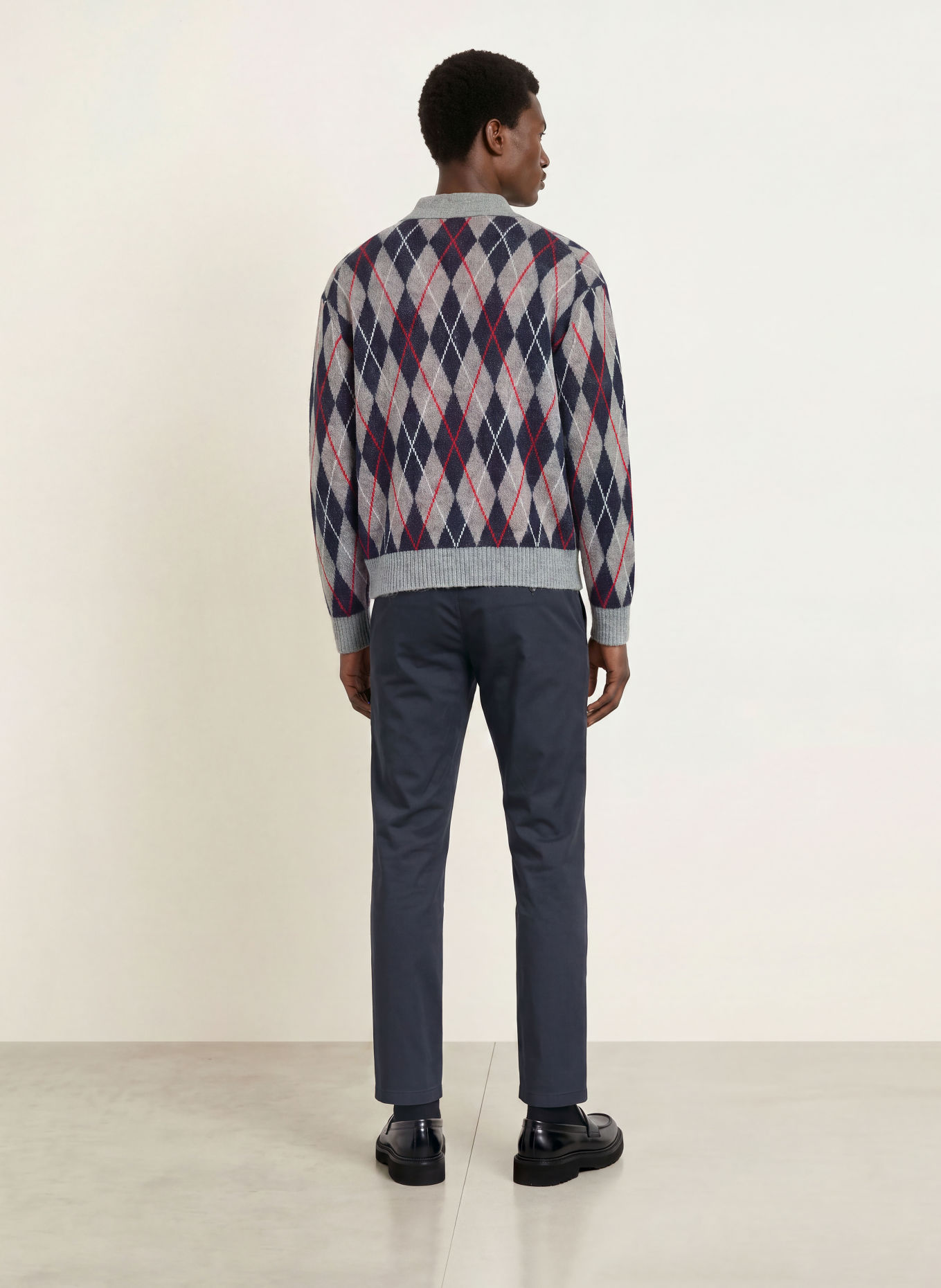 TOMMY HILFIGER Cardigan: GRAY / RED / DARK BLUE